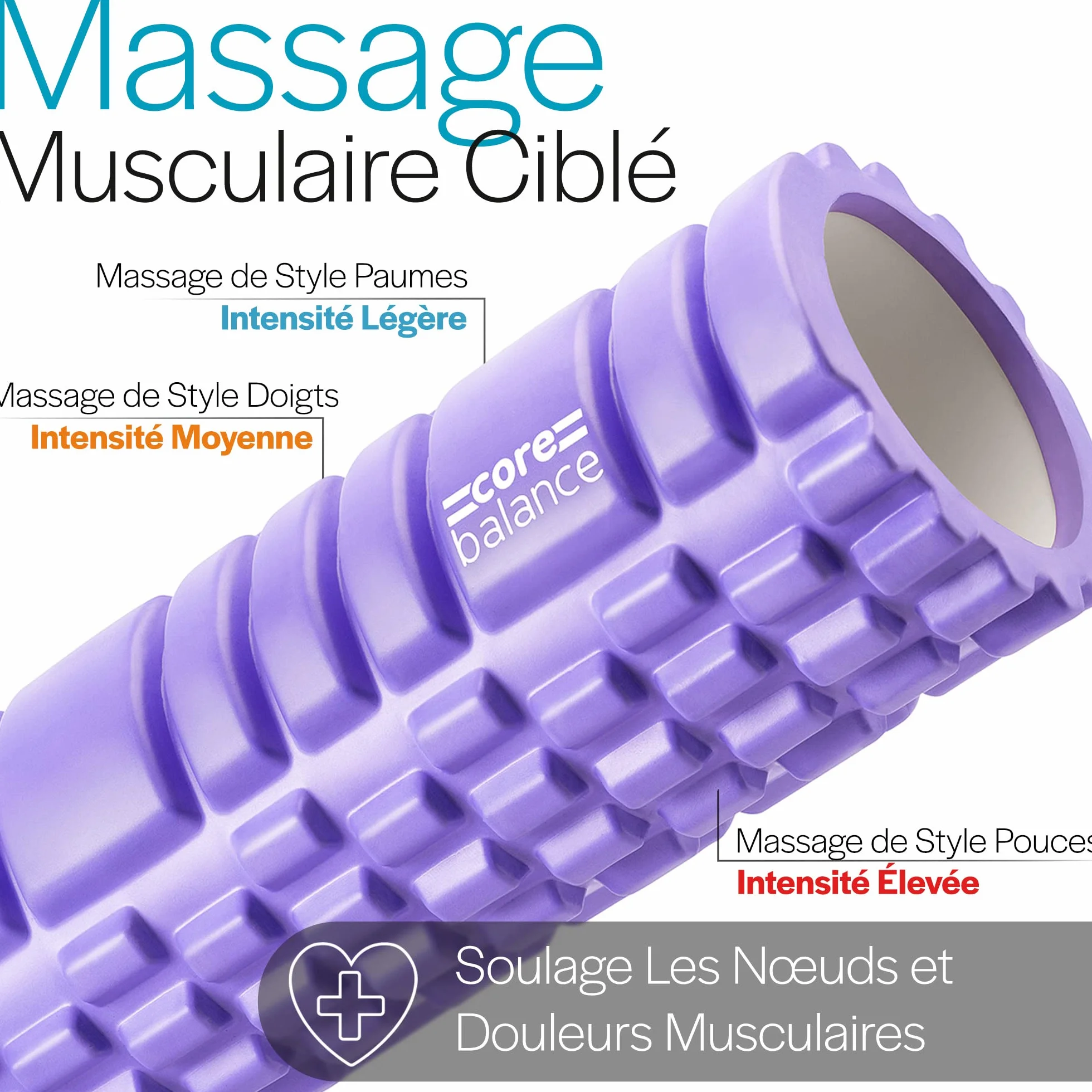 Core Balance Rouleau de Massage à Picots pour Massage Profond des Muscles - Foam Roller de Fitness