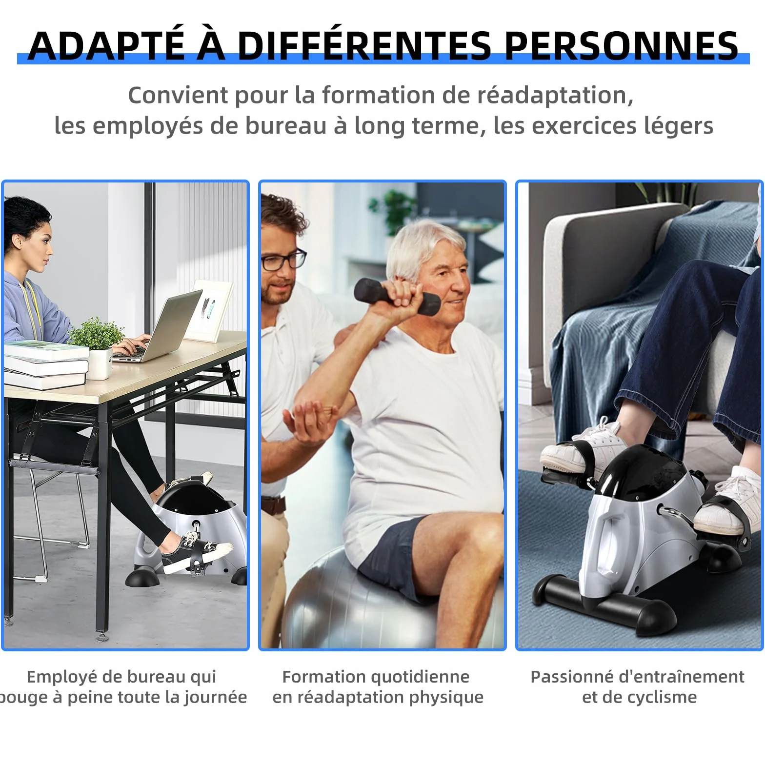 Mini Vélo d'Appartement Pédalier Réglable avec Écran LCD pour Jambes et Bras
