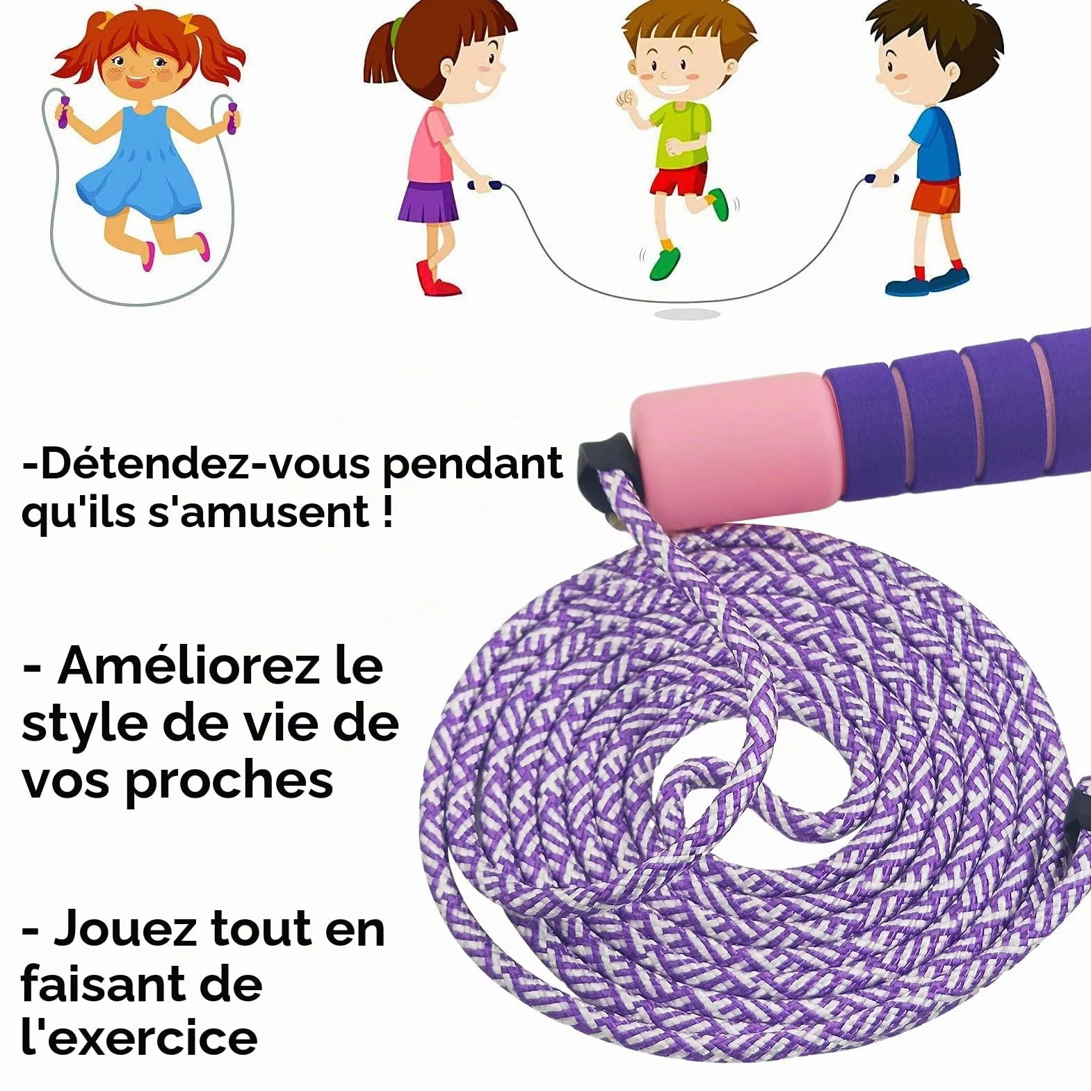 Corde à sauter fitness avec compteur pour enfants et sport, poignées en mousse confortables