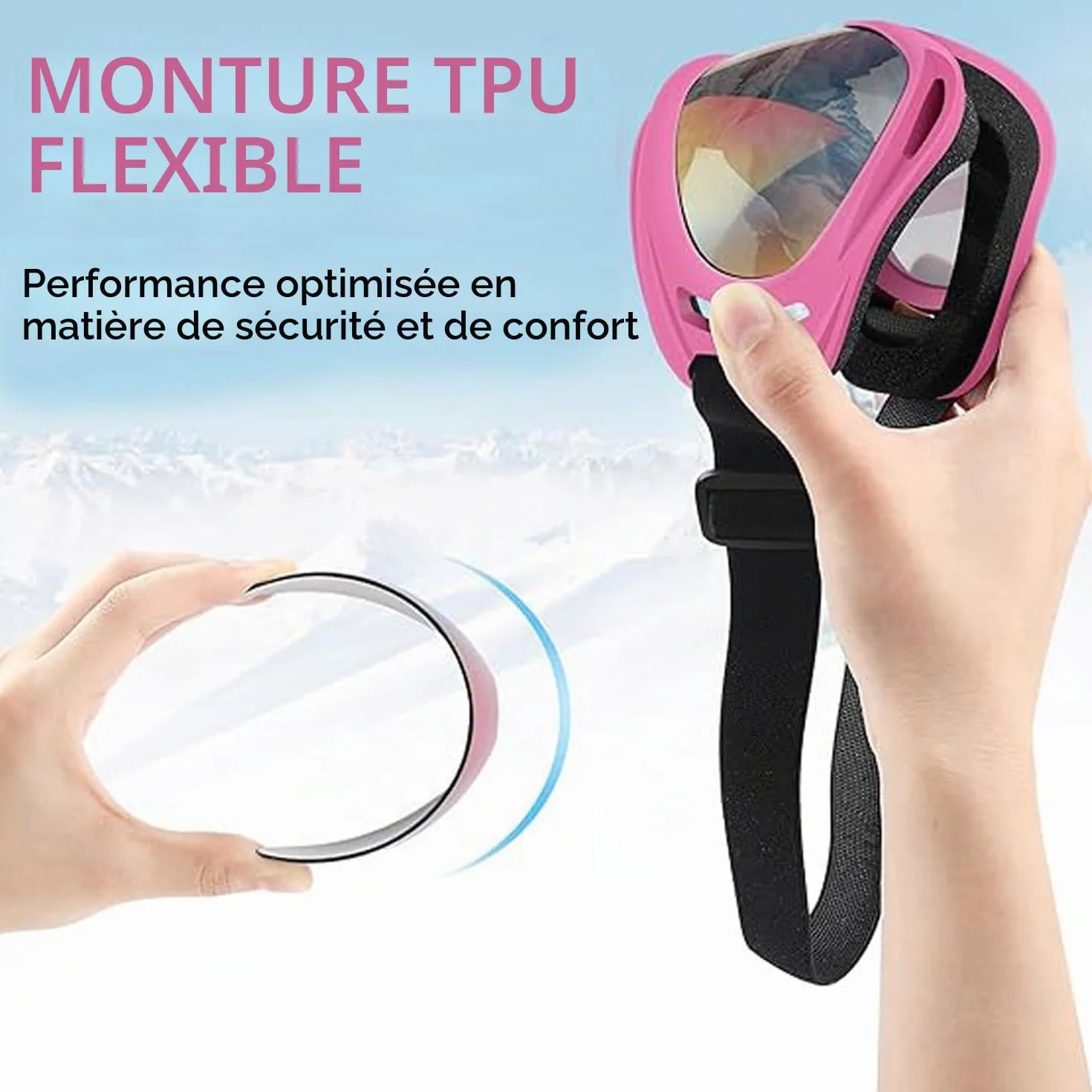 Lunettes de ski anti-buée UV unisexe pour snowboard cyclisme randonnée