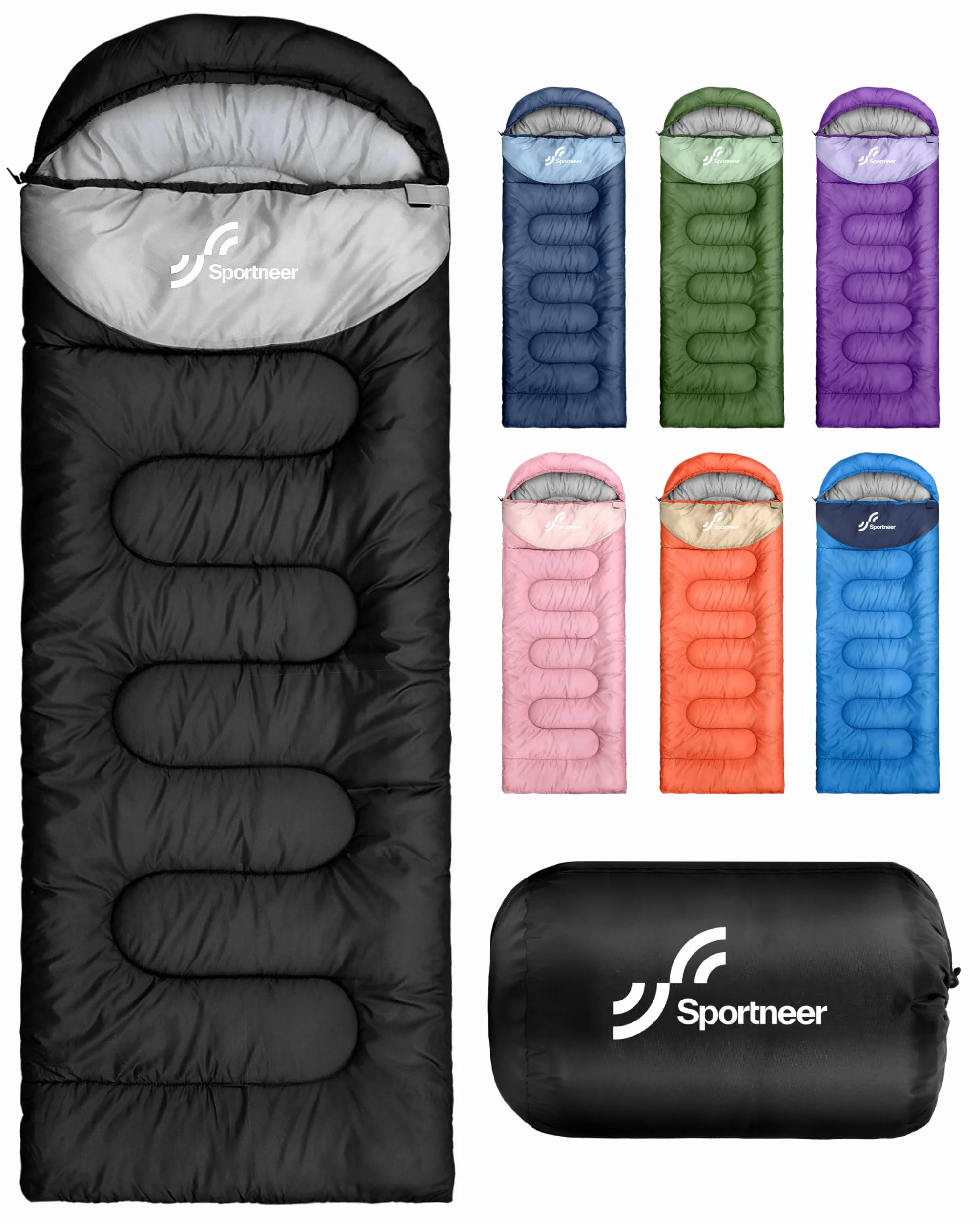 Sportneer Sac de Couchage d'extérieur Léger Portable pour Camping Randonnée Adultes Enfants