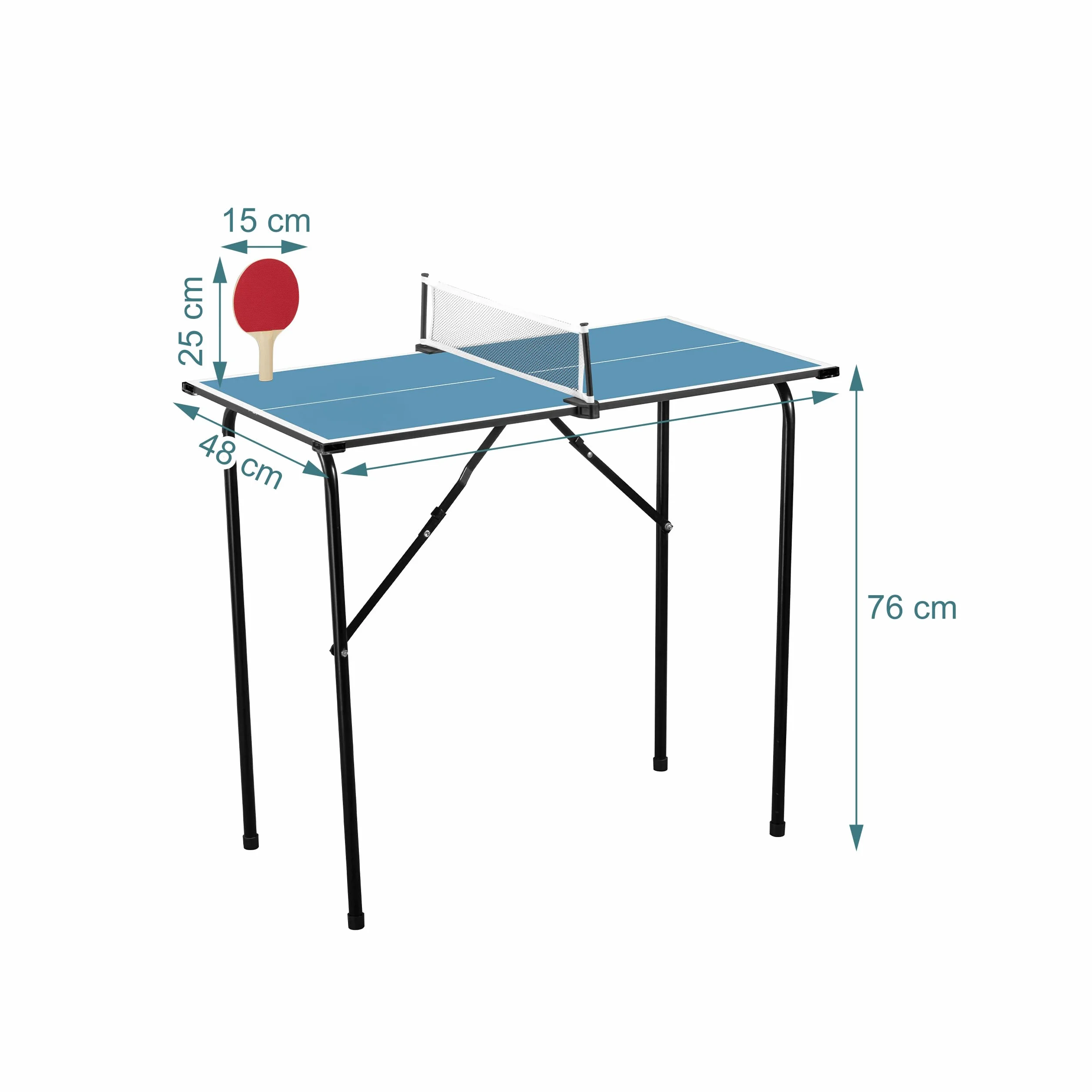 Relaxdays Mini Table de Ping-Pong Pliable 76 x 88 x 48 cm MDF Acier Bleue