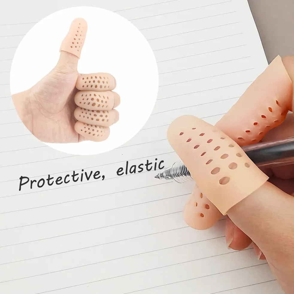 Hemiks 10 Pcs Protecteur de Doigt en Silicone Respirant pour Fissuration, Eczéma, Arthrite des Doigts, Kaki