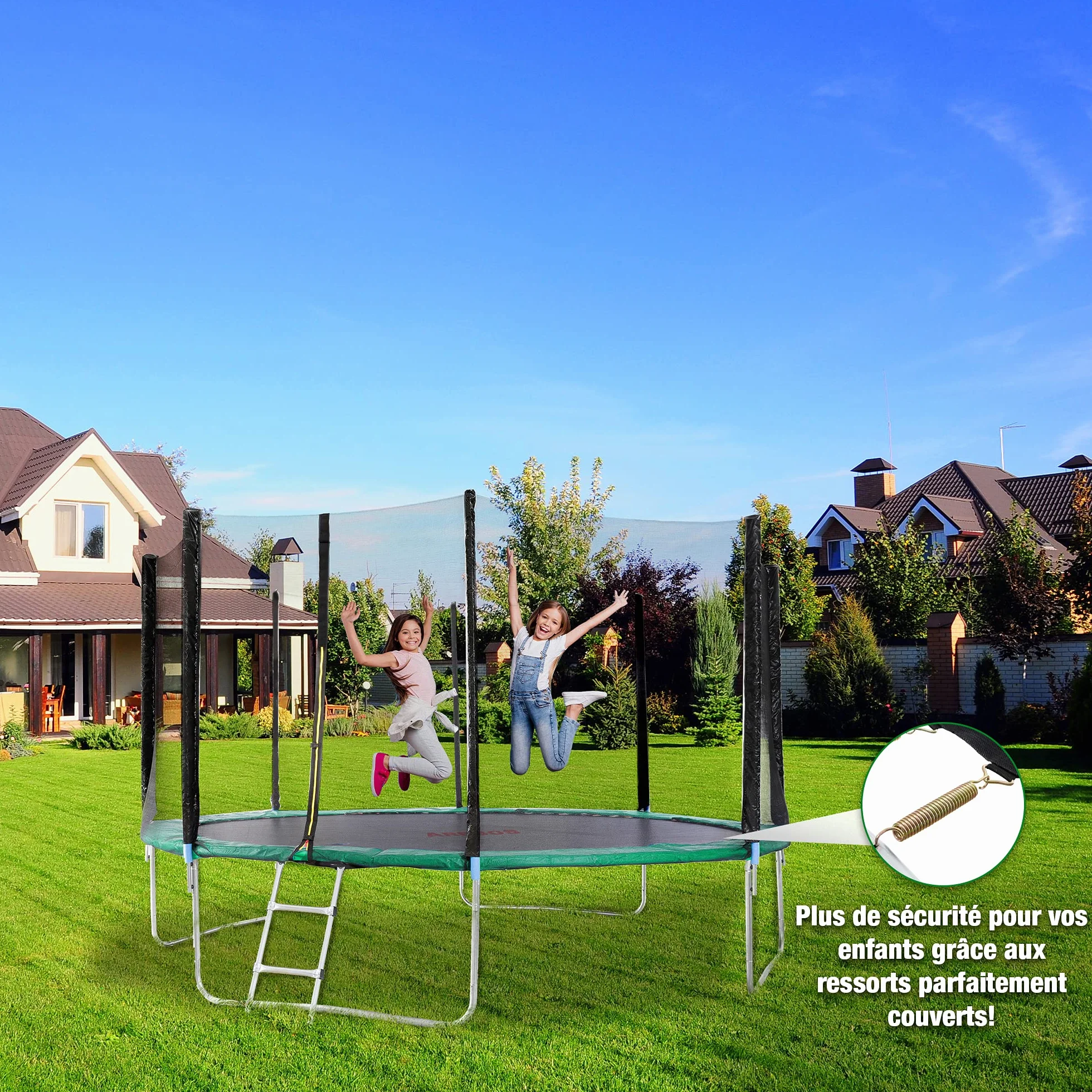 Arebos Protection de Ressort de Couverture de Bord de Trampoline 396 cm PVC PE résistant à la déchirure résistant aux UV