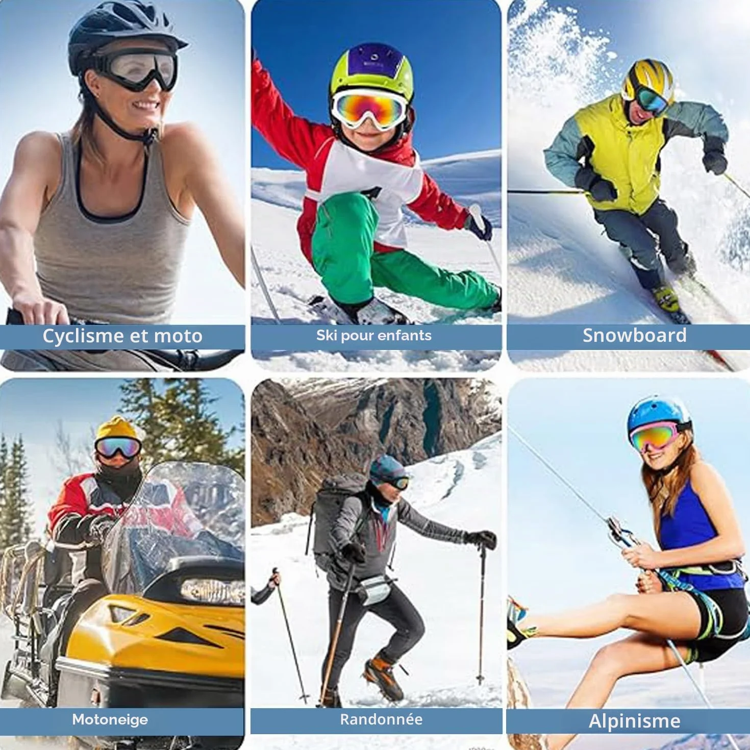 Lunettes de ski anti-buée UV unisexe pour snowboard cyclisme randonnée