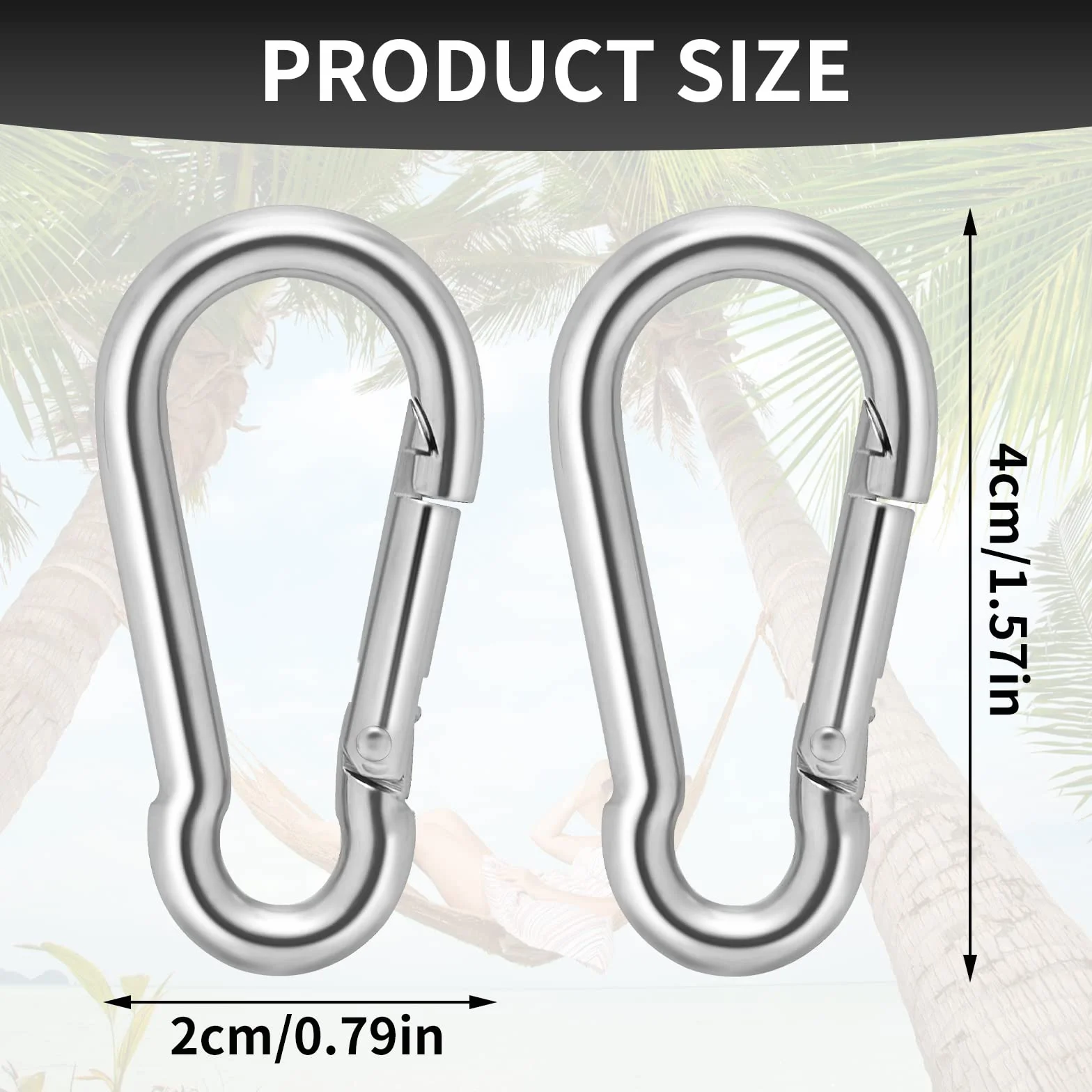 Lusofie 8 Pièces Mousqueton Clip à Ressort en Acier Inoxydable pour Randonnée Alpinisme Camping Pêche