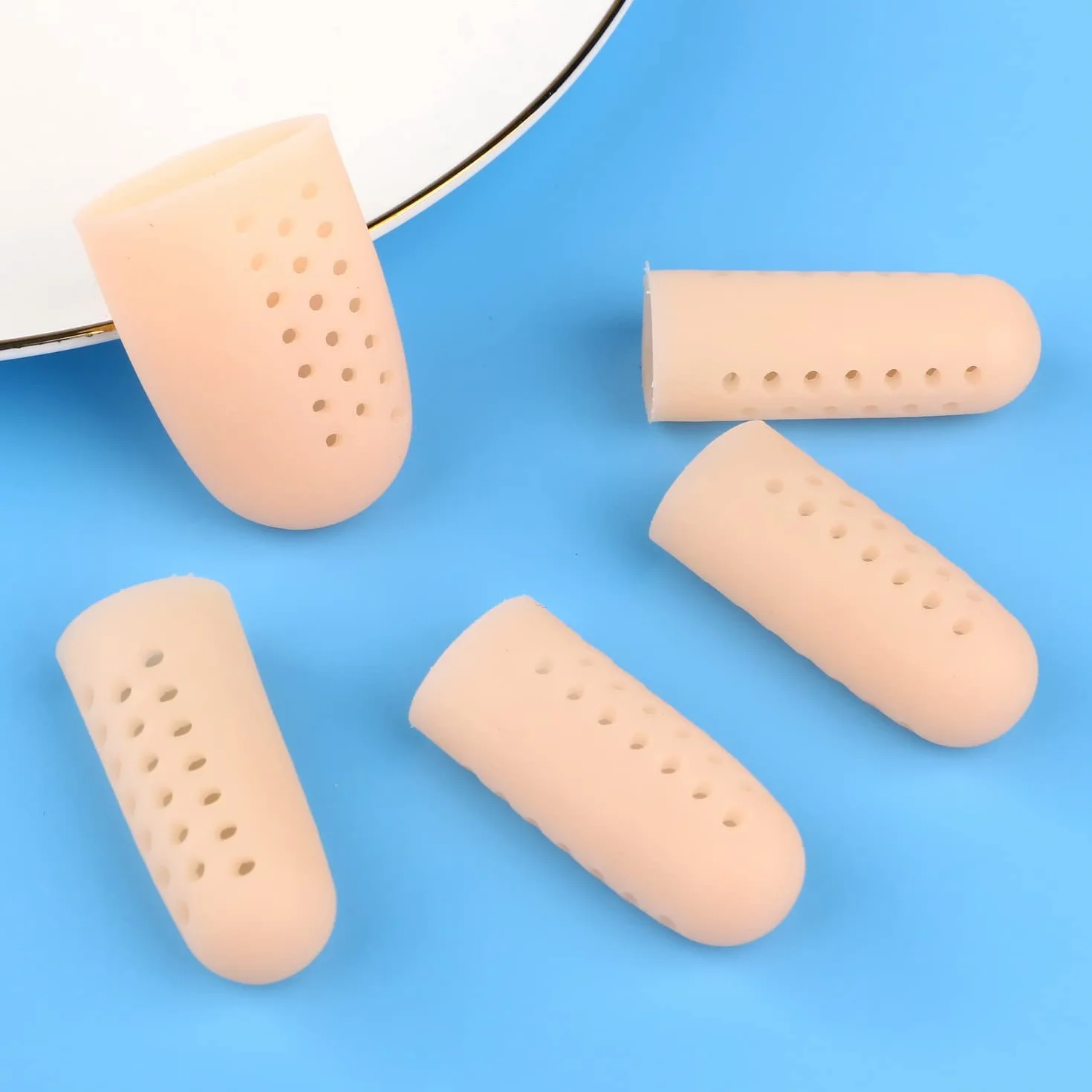 Hemiks 10 Pcs Protecteur de Doigt en Silicone Respirant pour Fissuration, Eczéma, Arthrite des Doigts, Kaki