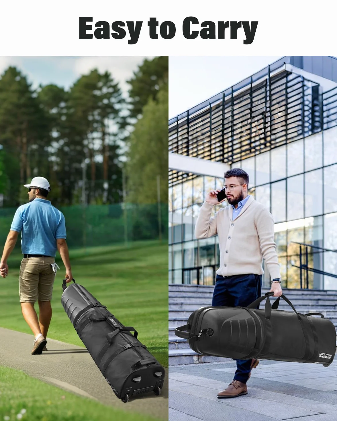 Findway Sac de Voyage pour équipement de Golf avec Roues et Coque Rigide Supérieure