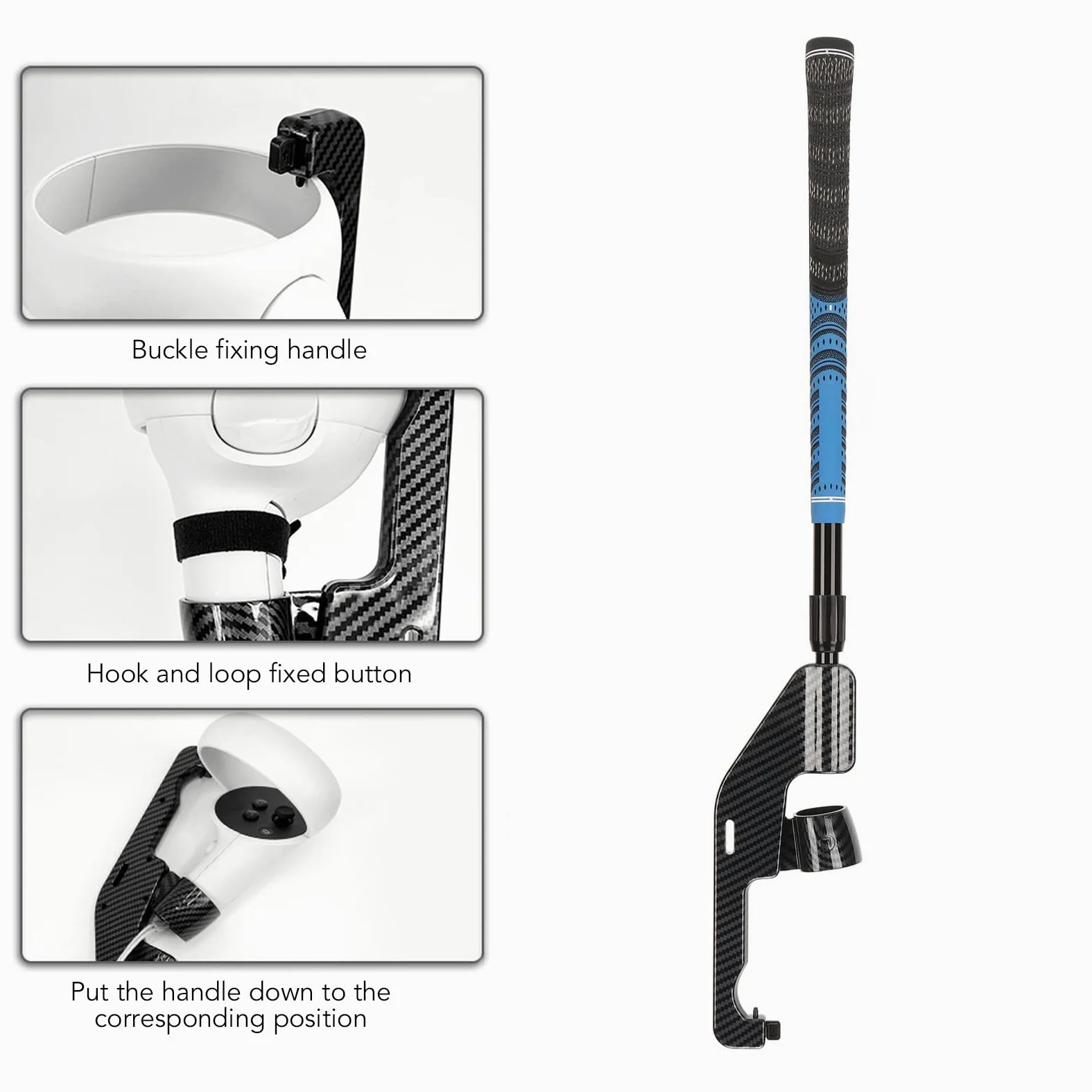 Extension de poignée de club de golf VR pour O Culus Q Uest 2 / O Culus Q Uest 1 / Rift S, adaptateur de fixation (bleu paon)