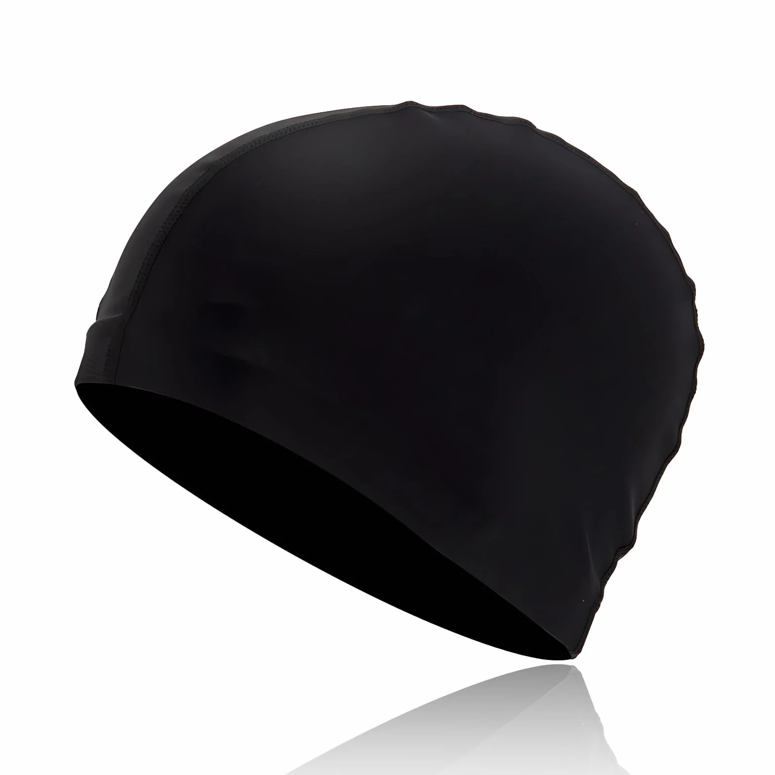 Bonnet de Bain Noir Homme Femme Piscine Tissu Souple Élastique Swimming Cap