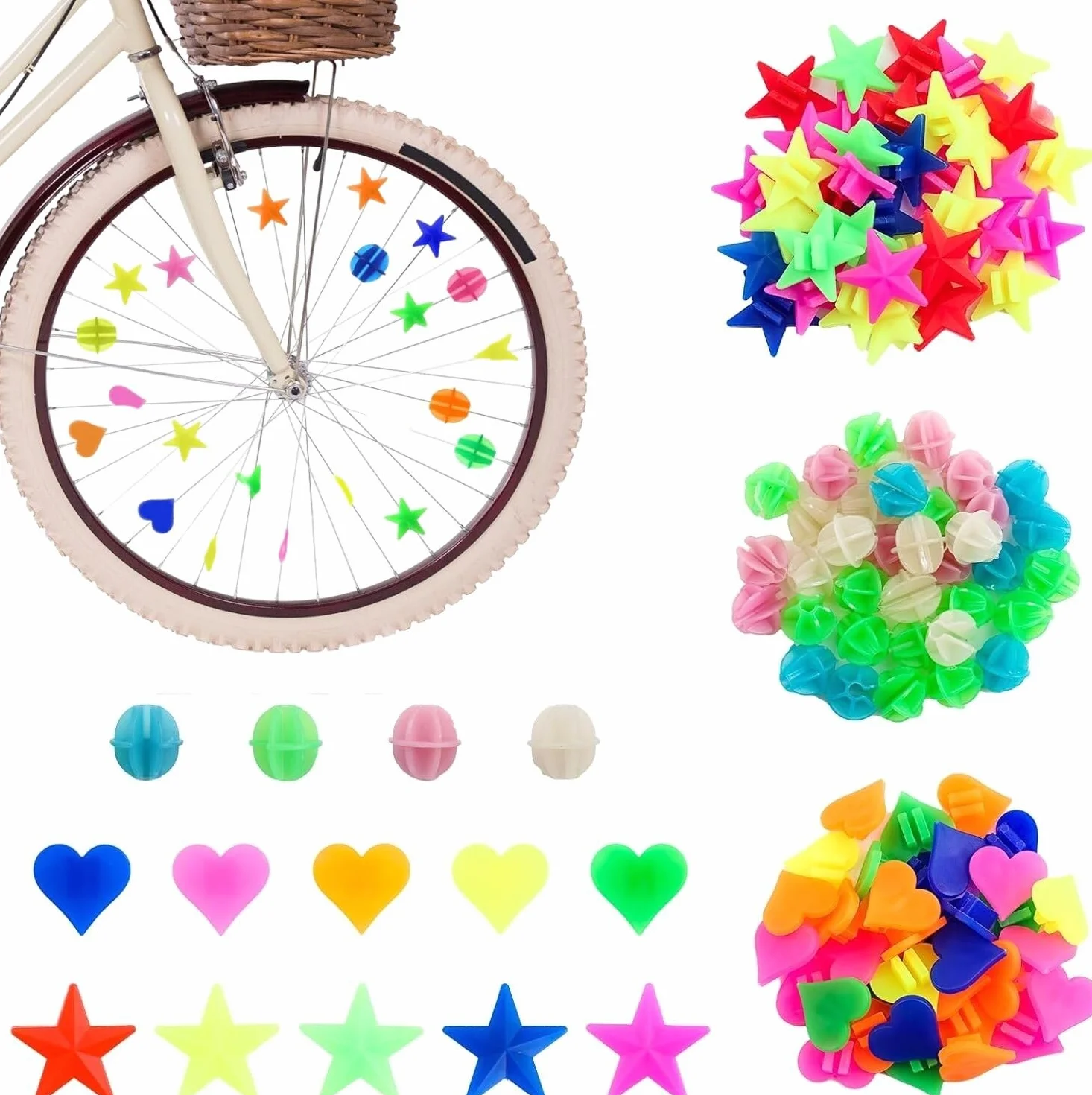 Alfven Perles Rayons Velo Colorées 210 pièces Plastique Enfants Décoration Filles Garçons