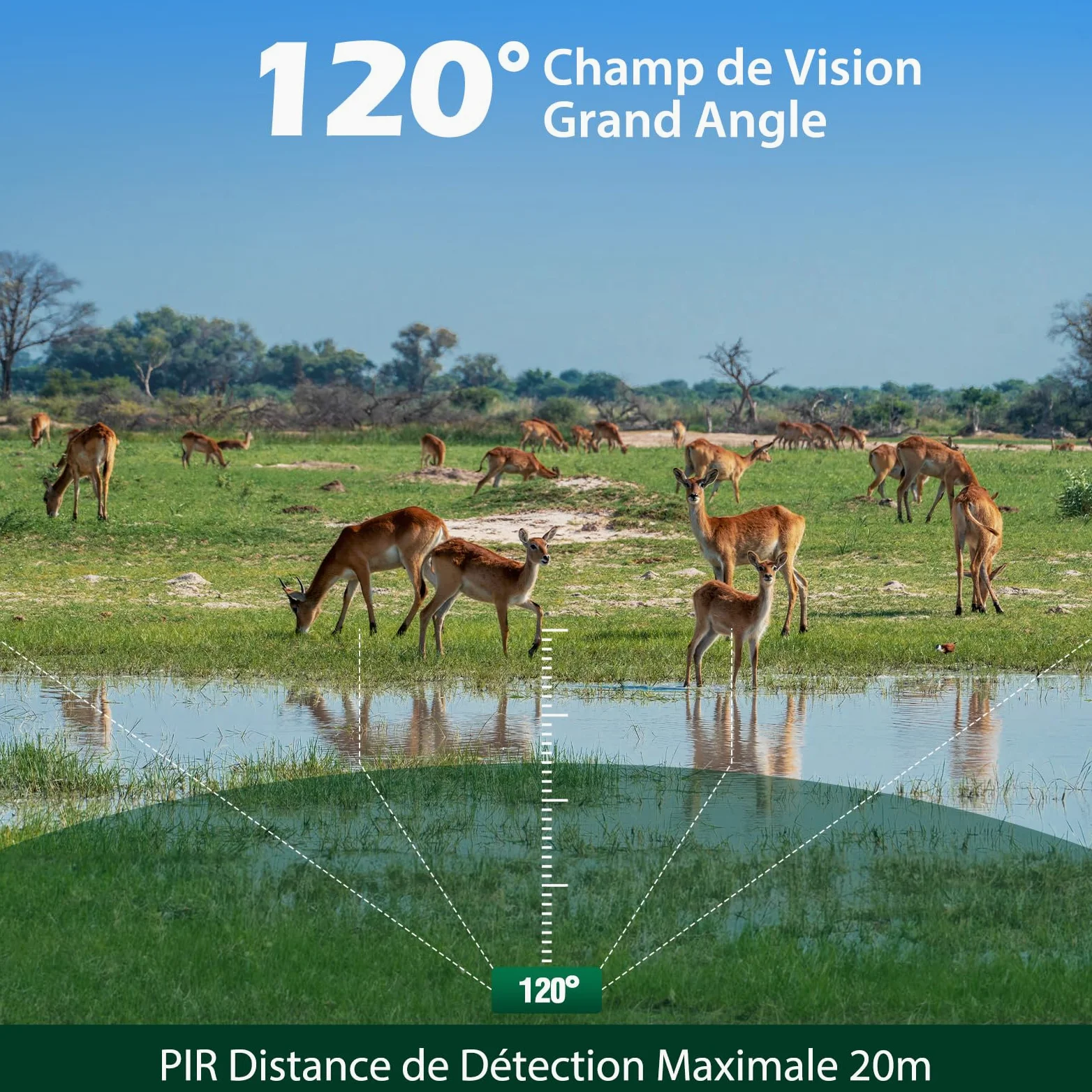 VOOPEAK Camera de Chasse 4K 30FPS 48MP, Caméra de Chasse Nocturne Activé par Le Mouvement, Caméra Chasse Infrarouge Surveillance Exterieur Grand Angle 120° Camera Animaux IP66 Étanche | Déclenchement par mouvement, vision nocturne infrarouge et grand angl