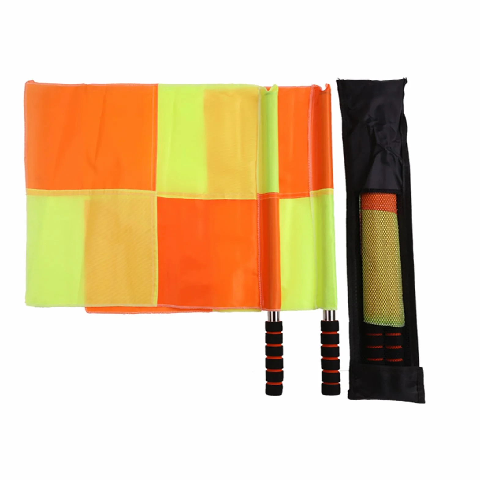 Drapeaux d'Arbitrage Football Lot de 2 Orange Jaune Résistant aux Intempéries Haute Visibilité
