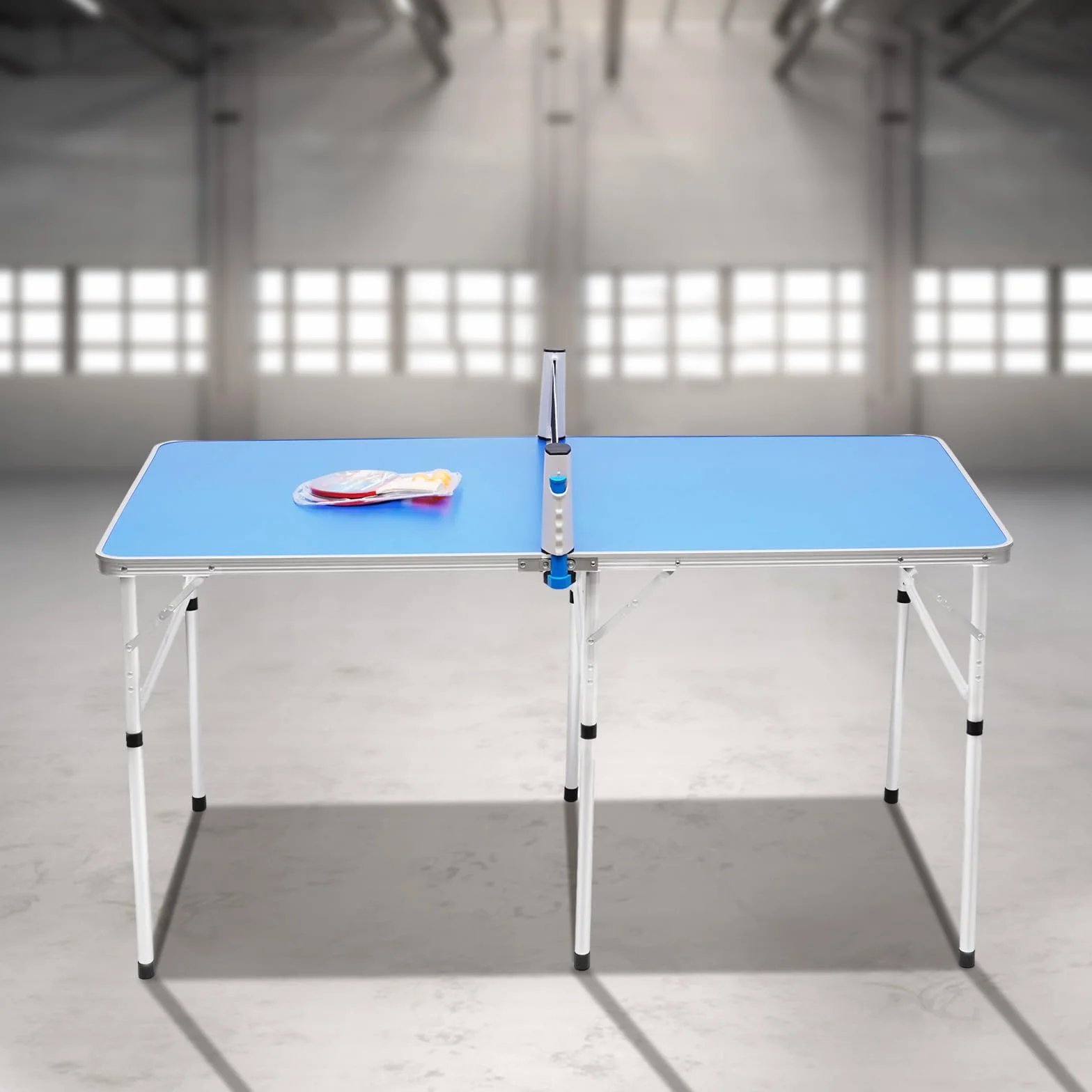 Table de ping-pong pliable 152 x 76 x 76 cm avec filet, raquettes et balles, intérieur et extérieur