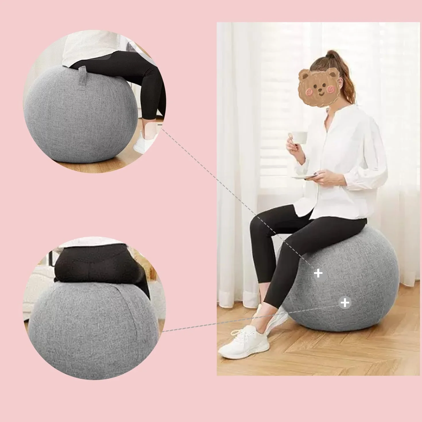 Housse de protection pour ballon d'exercice avec fermeture éclair - 65 cm