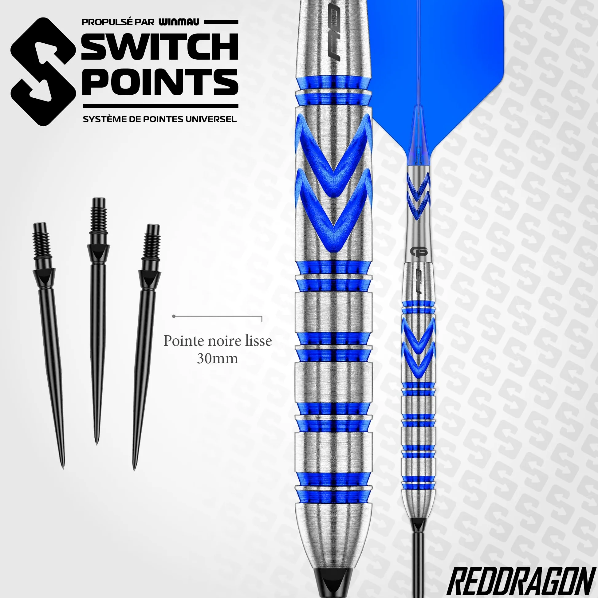 RED DRAGON Gerwyn Price Original Jeu de fléchettes 90 % tungstène avec aile/tige intégrée, ailettes et tiges de fléchettes 23 g