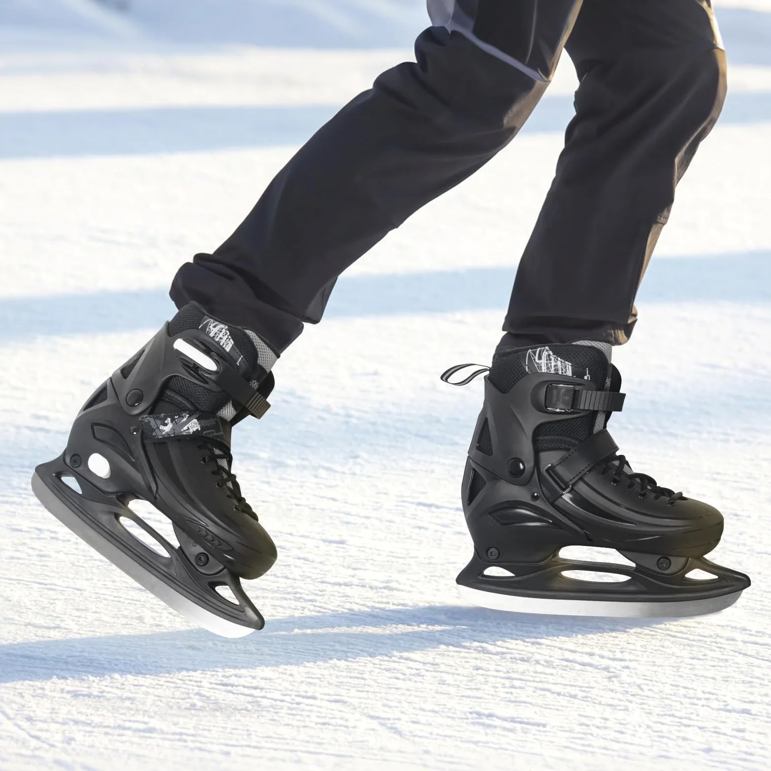 Nattork Patins à glace 4 tailles réglables pour enfants garçons filles, patins à glace amusants pour débutants, pour l'extérieur, protection dure douce et confortable pour les enfants, les adolescents