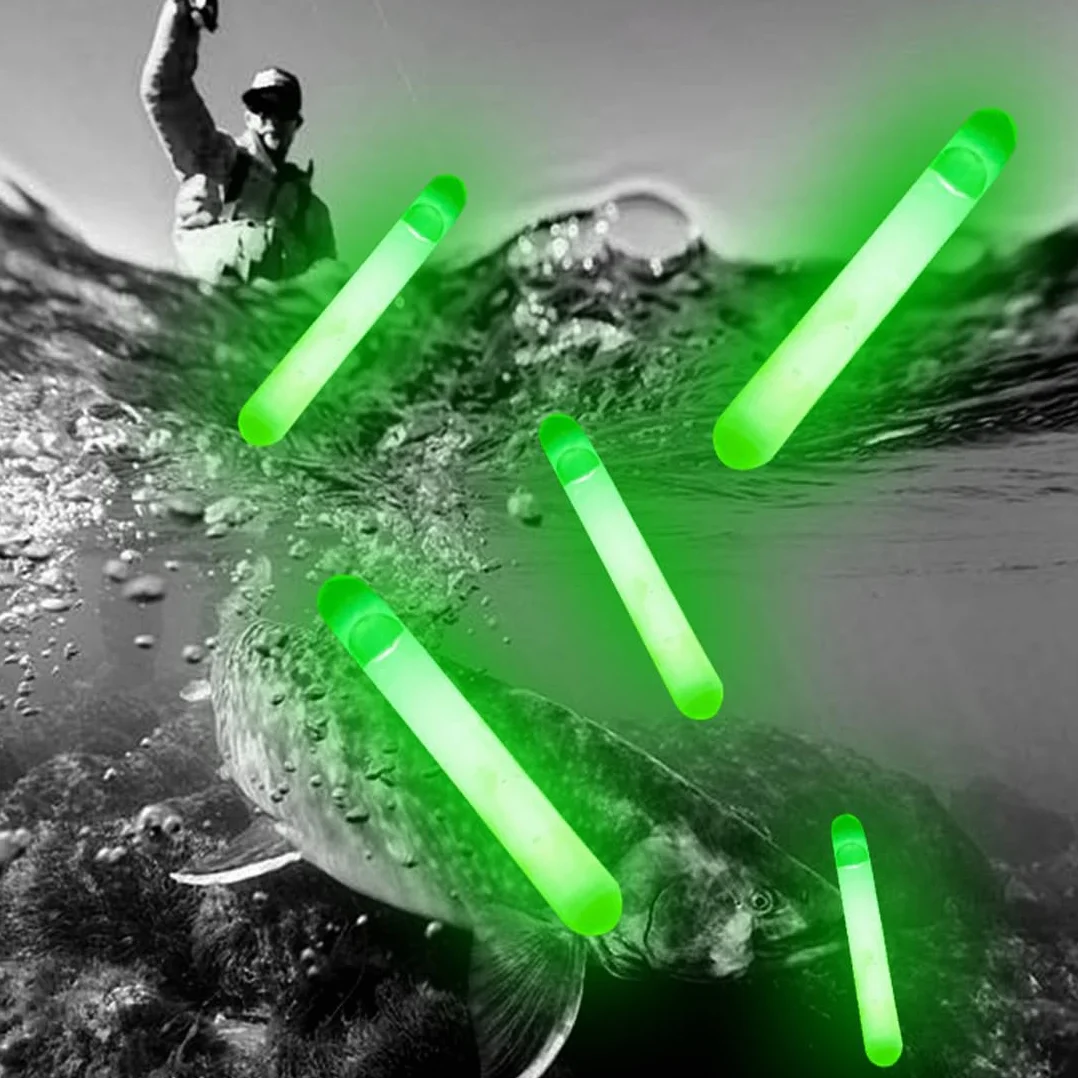 Lumière de pêche de Nuit, Bâtons Lumineux pour Canne à Pêche, Starlight Peche, Glow Stick Pêche de Nuit, Lumières De Bobber De Pêche Vert Fluorescent Lumière, pour Pêche De Nuit (50 pièces)
