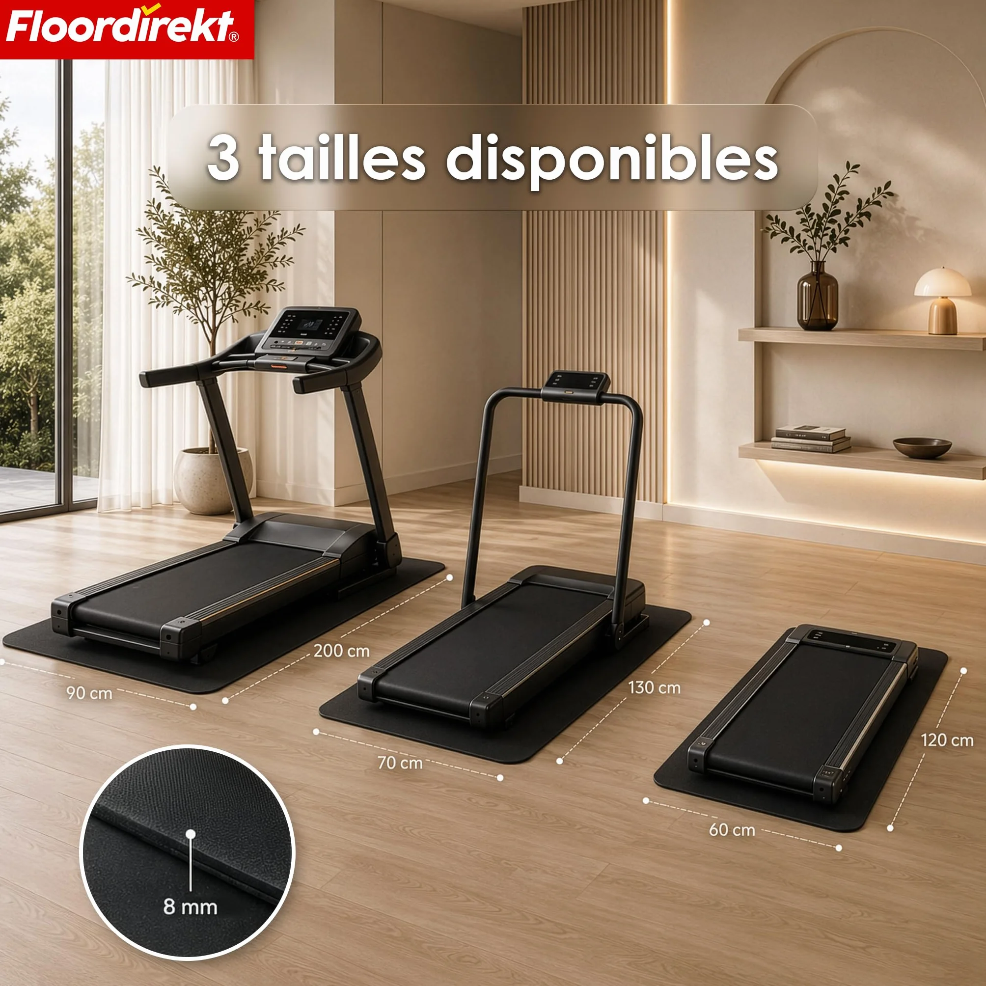Tapis de protection de sol antidérapant Sparta Floordirekt pour tapis de course, vélo elliptique