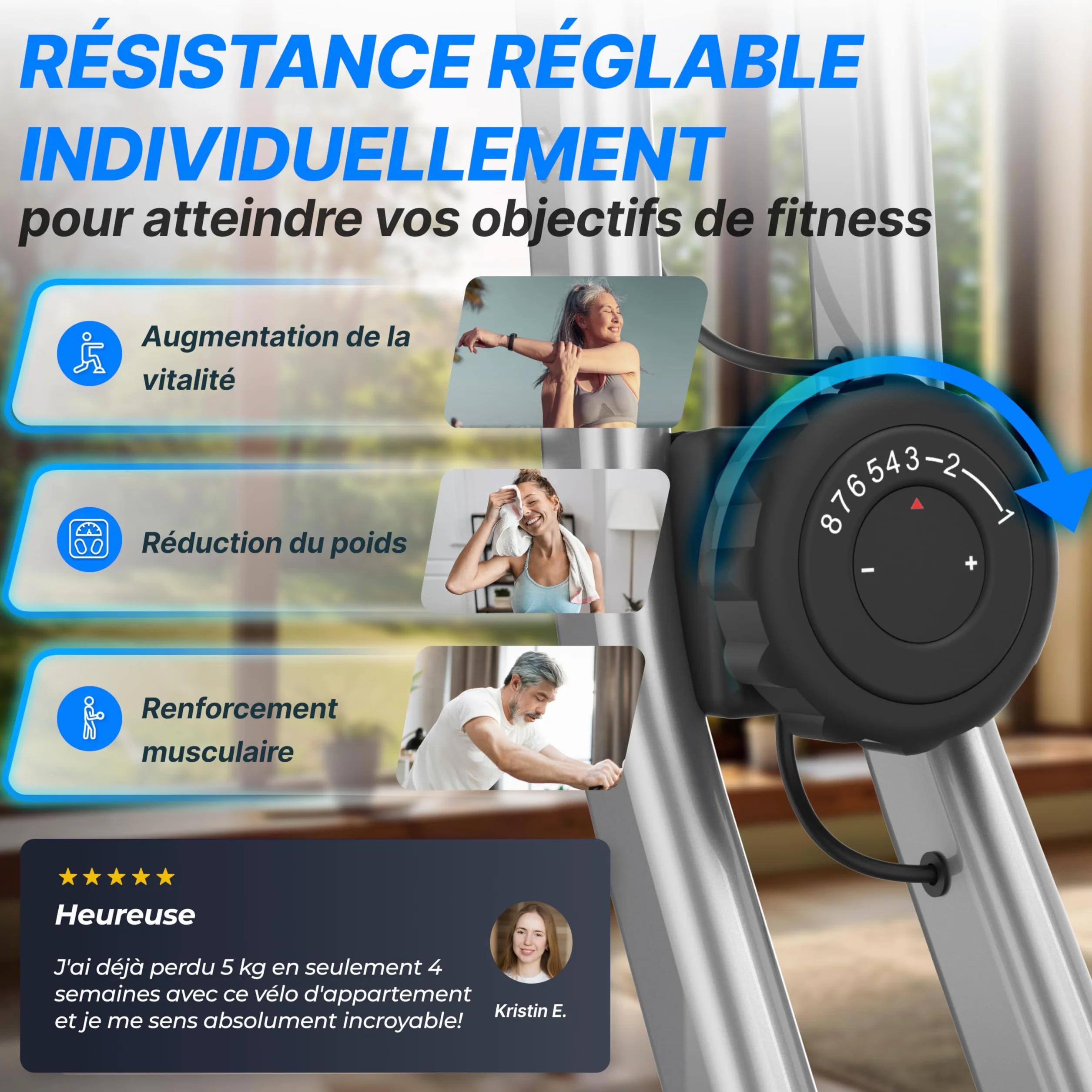 Ultrasport F-Bike Vélo d'Appartement Pliable 130 kg Silencieux