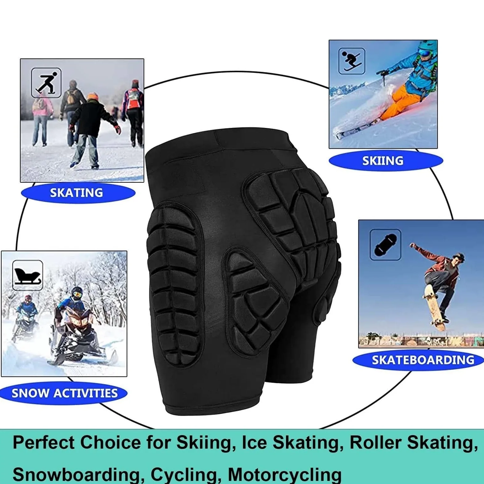Protection Hanche Short Rembourré 3D Respirant Léger Équipement De Protection for Ski Skate Snowboard Patinage Ski Cyclisme