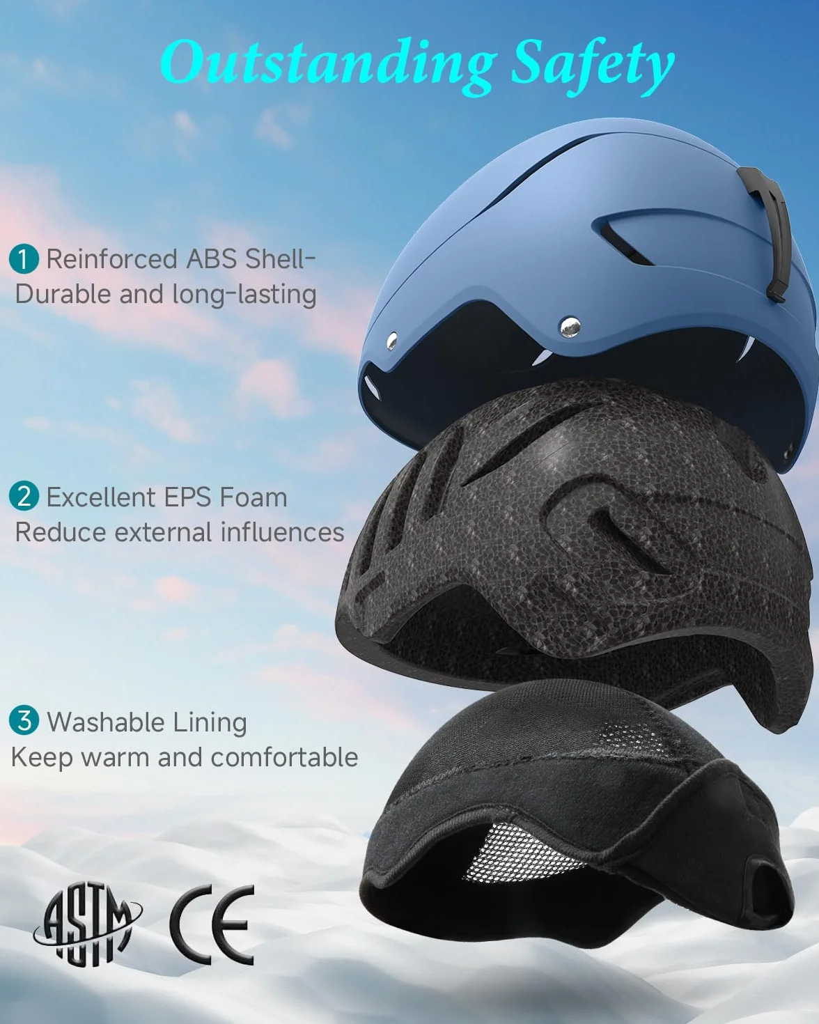 Casque de Ski,Casques de Ski Homme Femme Enfant, Casque de Snowboard avec Aérations Réglables Compatible avec Les Lunettes de Ski,Le Snowboard la Motoneige et Le Ski,Taille L/M/S.