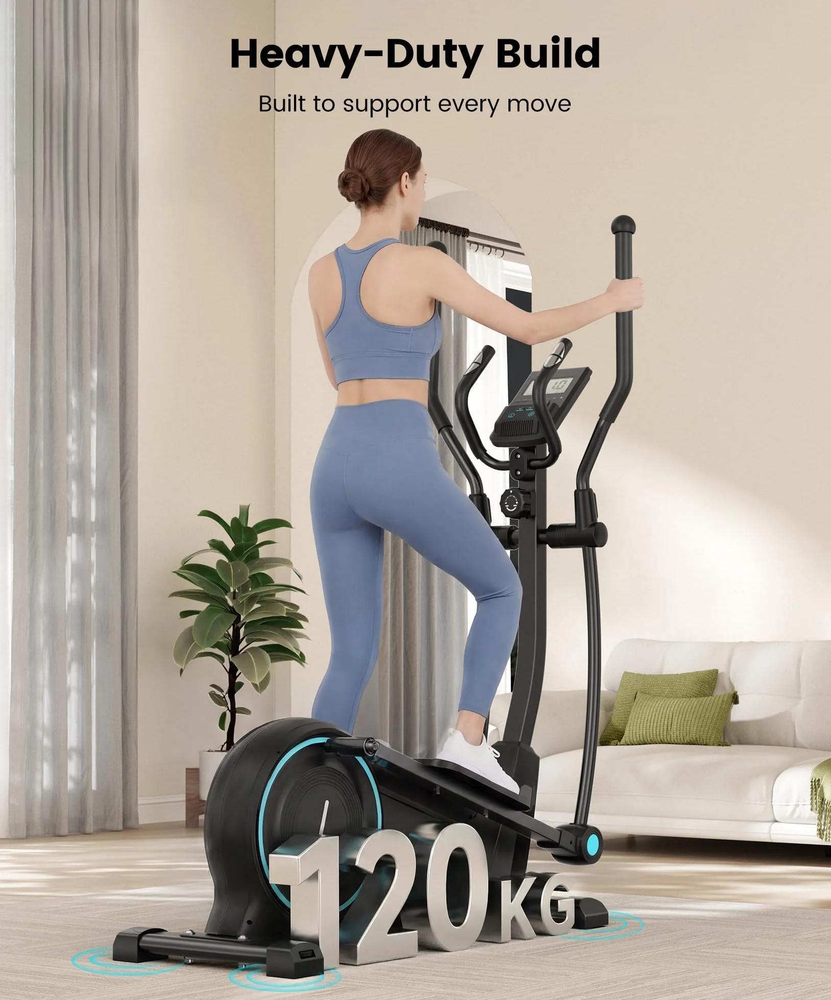 Dripex Vélo Elliptique Silencieux 16 Niveaux Résistance Magnétique Écran LCD 120 kg Cardio
