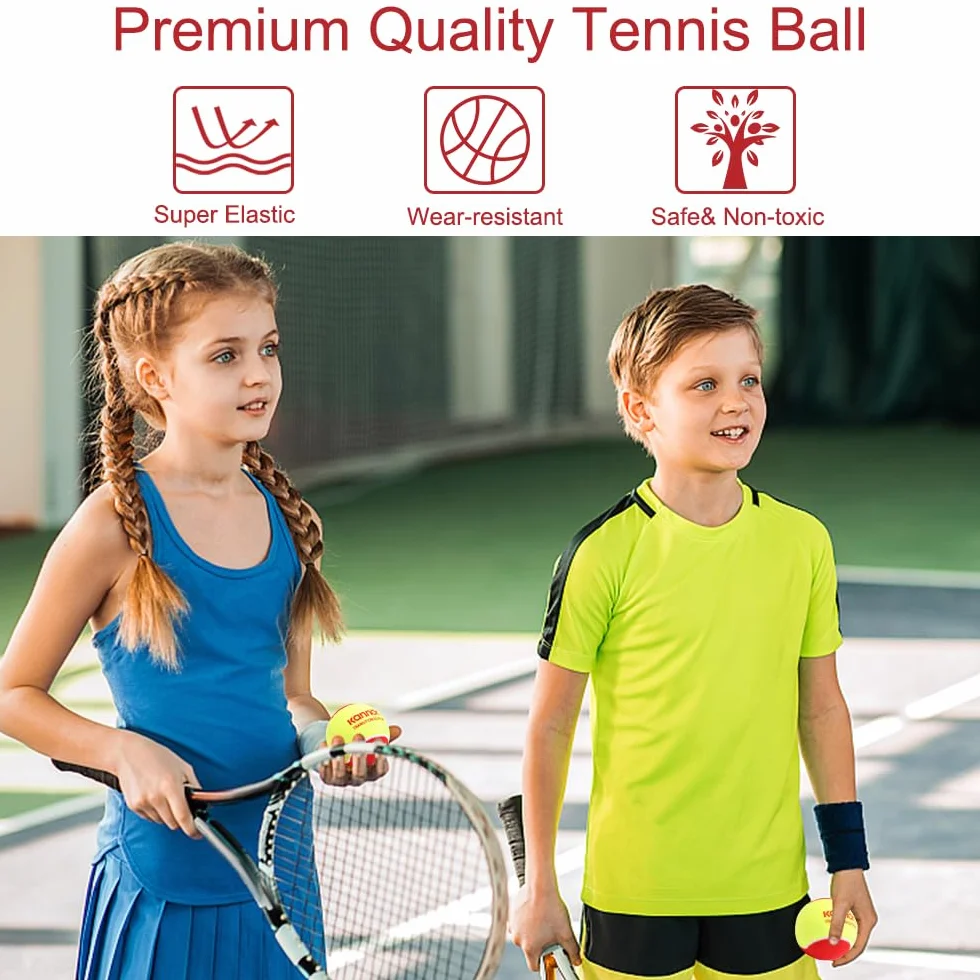 Balles de Tennis Stage 3, 12 Pièces, Rouge, Décompression 75%, avec Sac de Transport