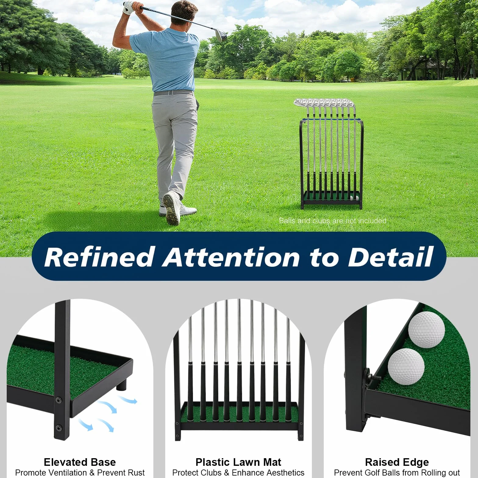 Support de putter de golf en métal robuste pour 9 clubs
