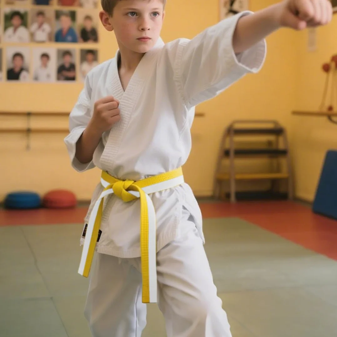 Ceintures d'Arts Martiaux Blanc et Jaune Judo Taekwondo Karaté 160cm