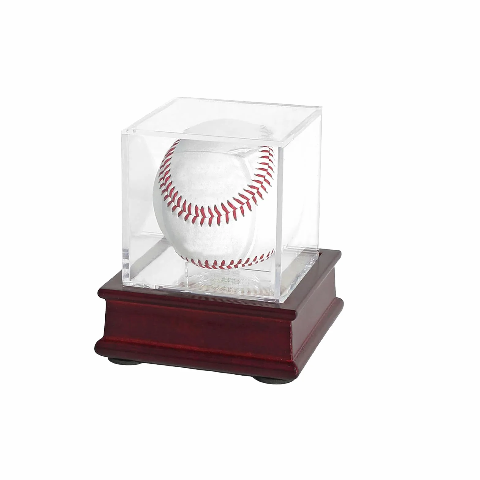 Vitrine de Baseball en Acrylique 8x8x8 cm avec Support en Bois pour Balle