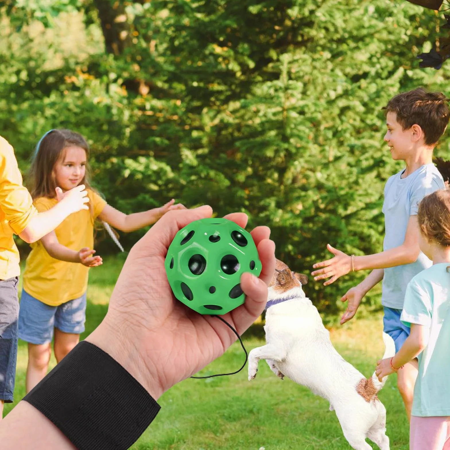 Lot de 4 balles de lancement à rebond élevé, boule de poignet élastique pour entraînement de réactivité et coordination œil-main