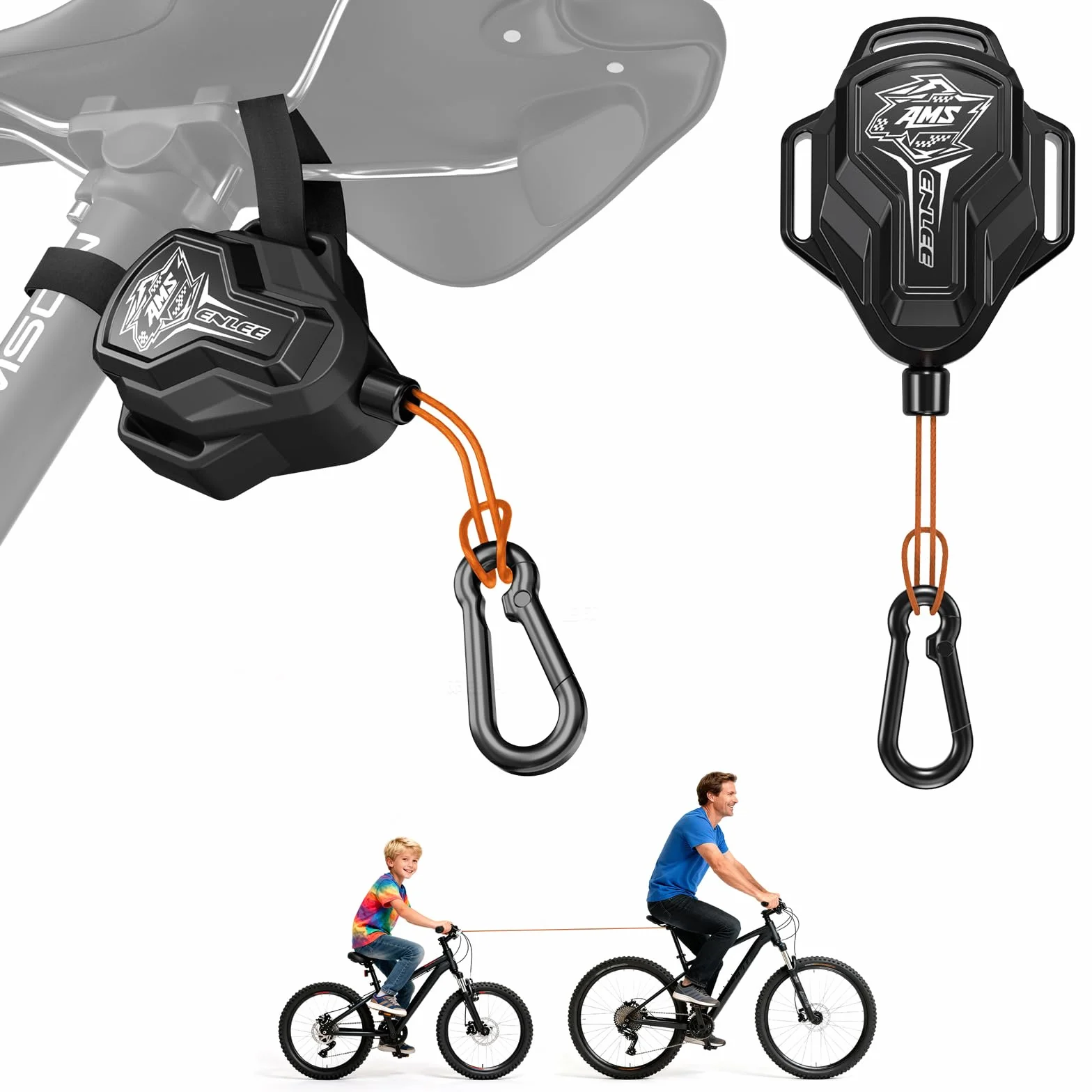 Corde de Remorquage Velo Enfant 2,5 m Nylon Traction Rétractable 100kg pour VTT Route