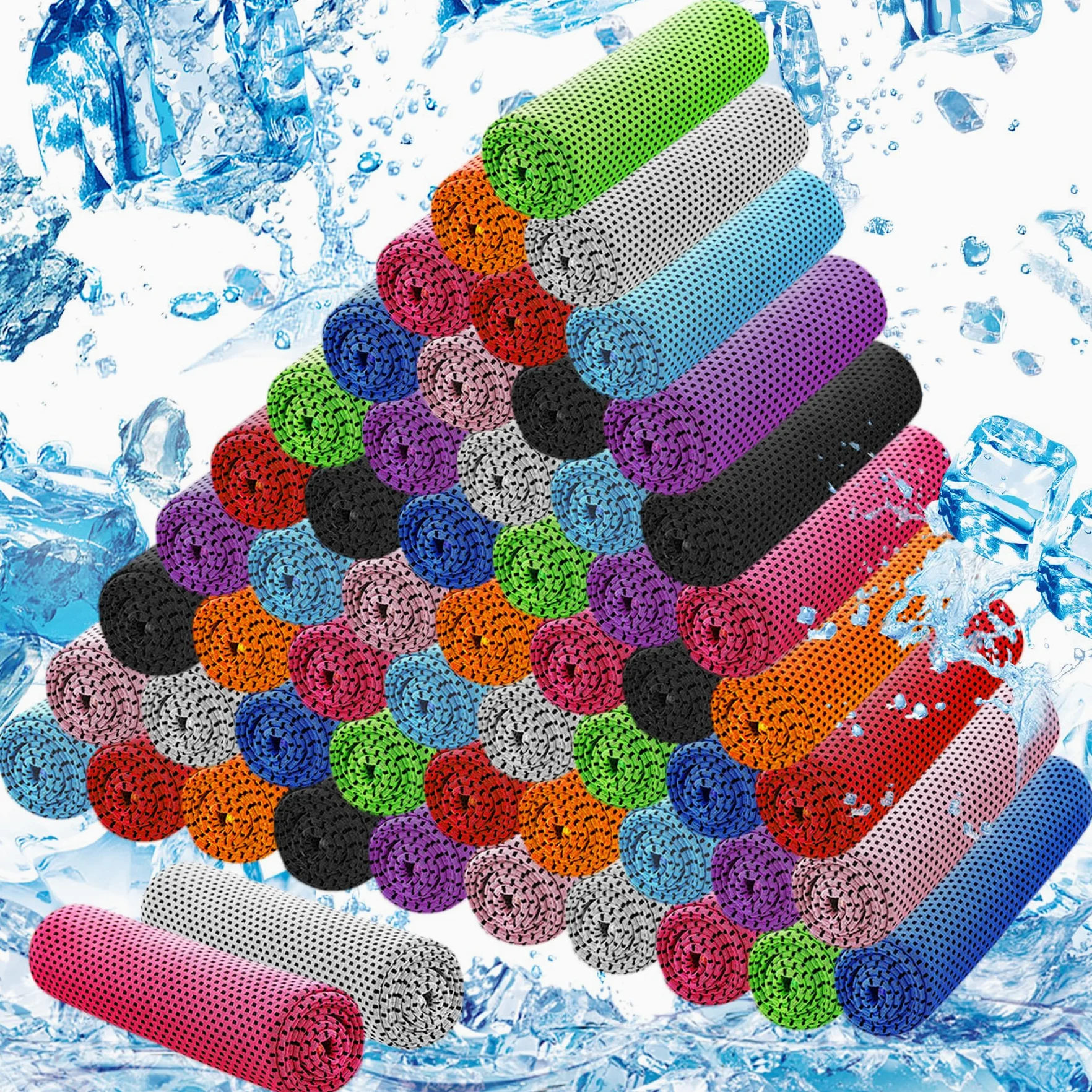 Lot de 60 Serviettes rafraîchissantes en Microfibre pour Le Cou et Le Visage | Grande Taille (101,6 x 30,5 cm) | Respirantes,Douces et Anti-transpirantes | Idéales pour Le Sport (Gymnastique,Yoga,gol