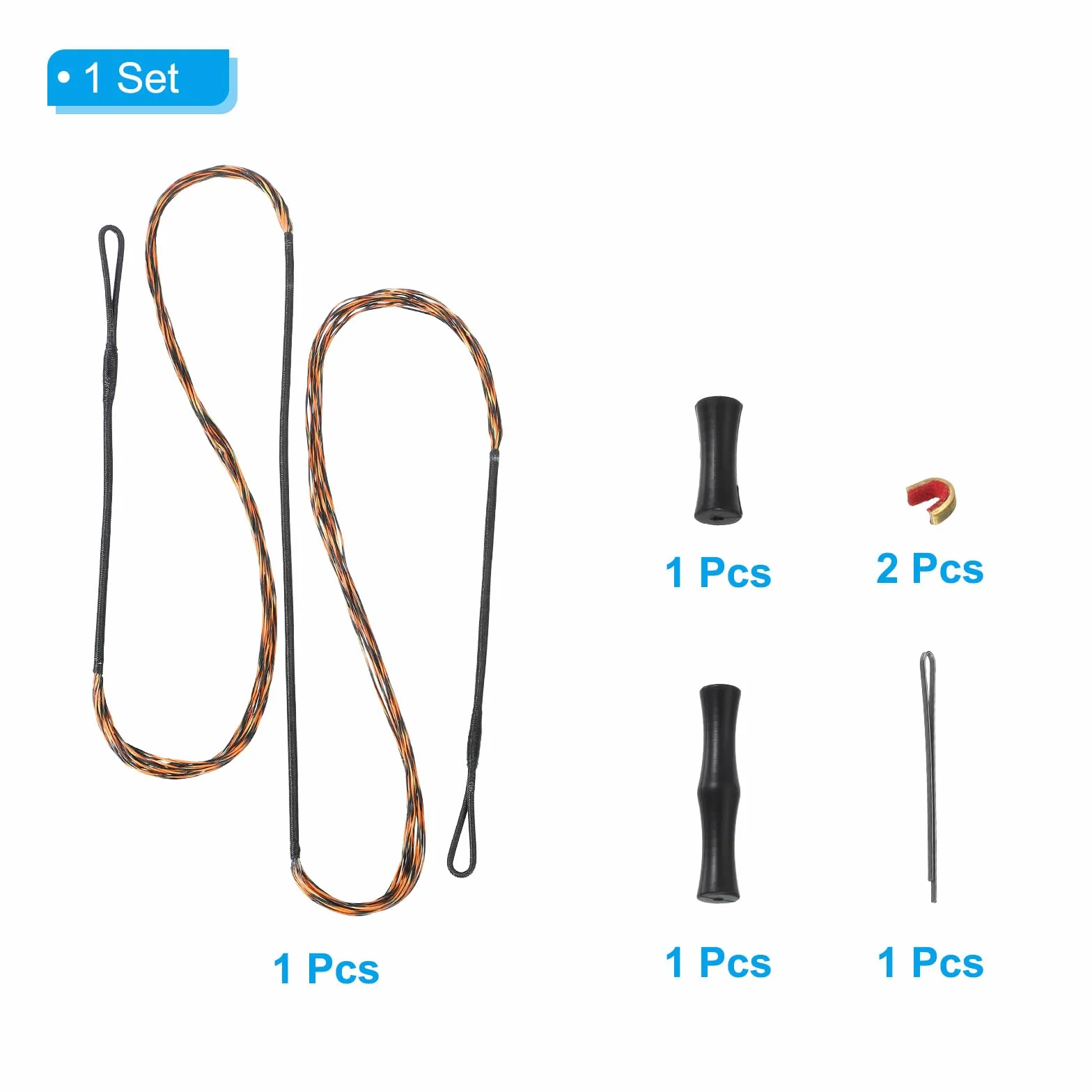 PATIKIL Remplacement de Corde d'arc 12 brins AMO 60" avec 2 pièces de nocks en Laiton et protège-Doigts en Silicone, Noir-Marron