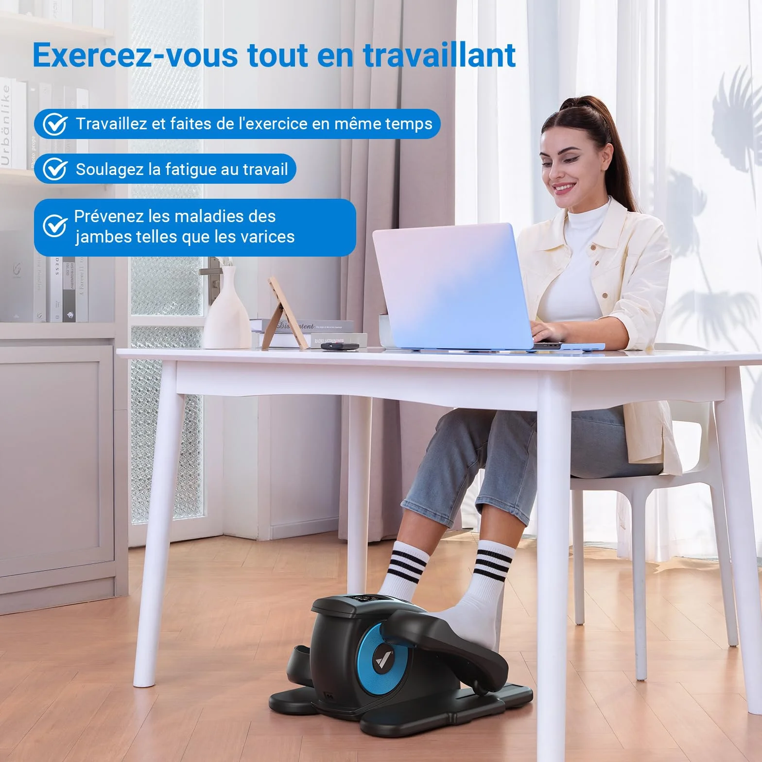 MERACH Mini Vélo Elliptique Électrique avec Télécommande et Écran LCD, Silencieux et Portable pour Maison