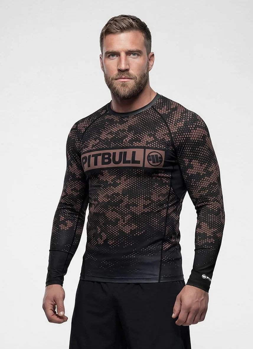 PITBULL - T-Shirt Rashguard Homme Manches Longues Hex Camo Hilltop, T Shirt | Rash Guard Séchage Rapide, Tshirt Fonctionnel Élastique, Rafraichissant Chemise, Sport Chemise, Longsleeve