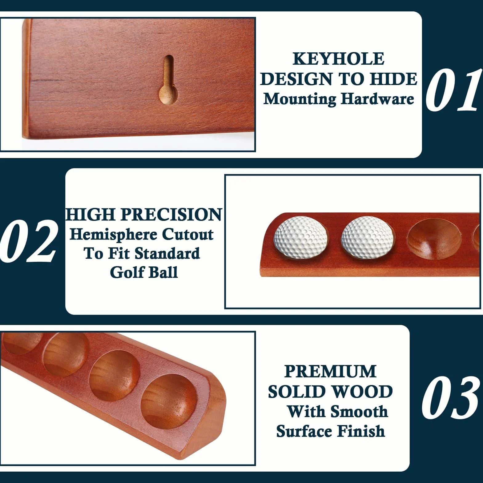 Présentoir De Balles De Golf 6 Trous Support Rangement Murale Salon Bureau