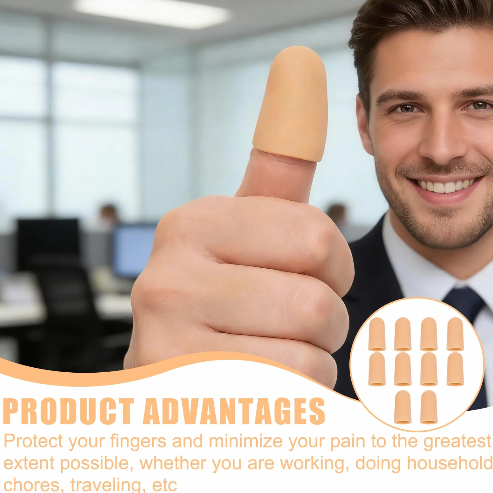 Protège-doigt en silicone étanche pour doigt fissuré, eczéma, arthrite - Kaki