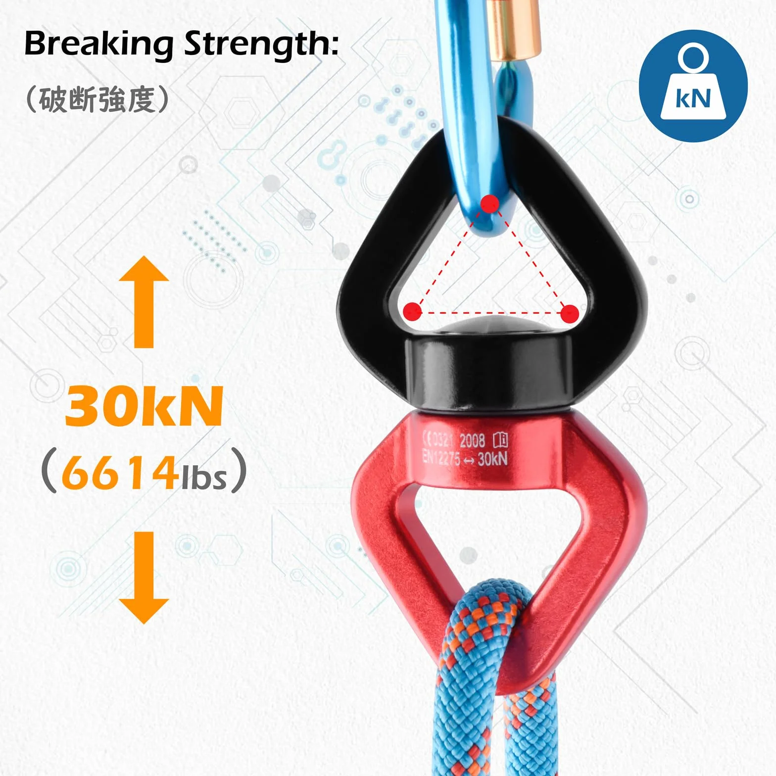 TRIWONDER Pivot de Rotation 30 KN Dispositif Pivotant 360° Descendeur Escalade Connecteur Swing Rotateur