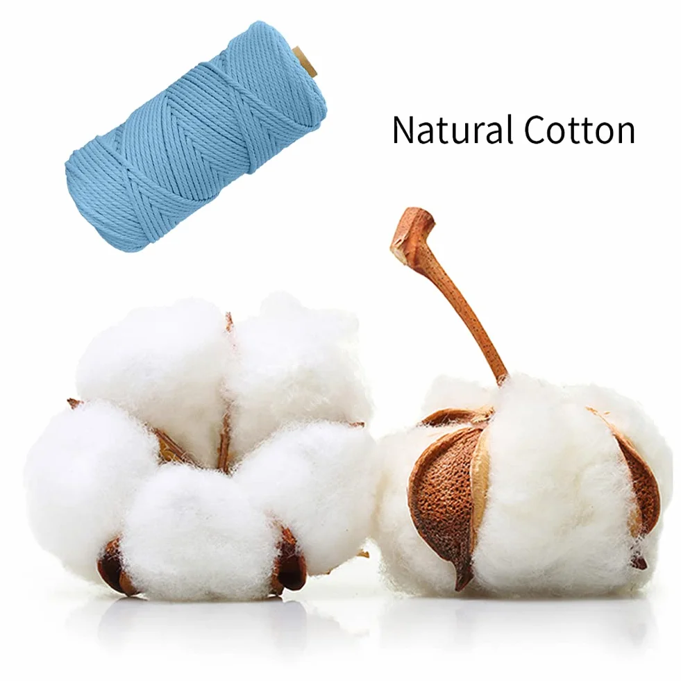Corde Macramé 4mm x 100m Coton Ficelle Naturelle Bricolage Bleu Ciel