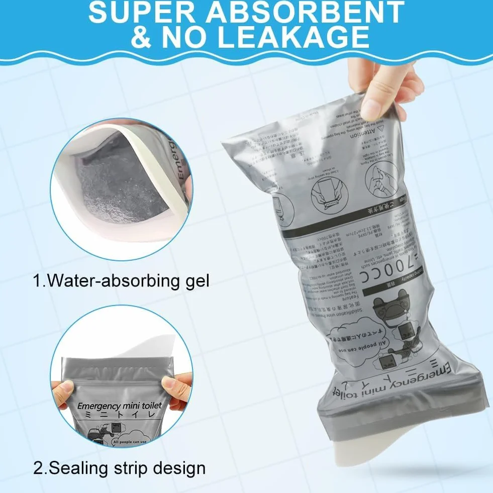flintronic Sacs à Urines Jetables d'Urgence pour Homme Femme Voyage Voiture Camping Gris