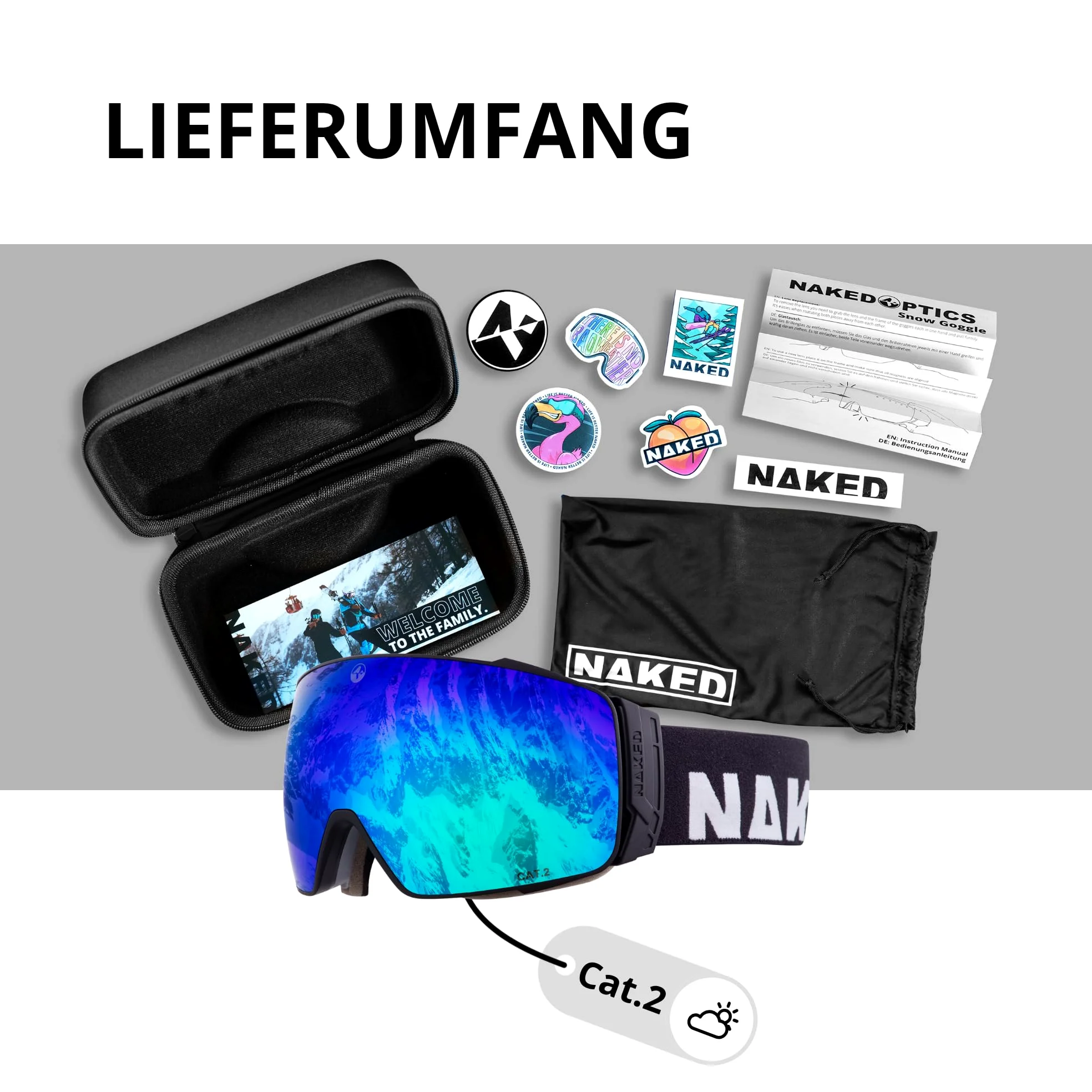 NAKED Optics Les STORM Lunettes de Ski et Snowboard pour Hommes et Femmes avec Verres Interchangeables (STORM Art)