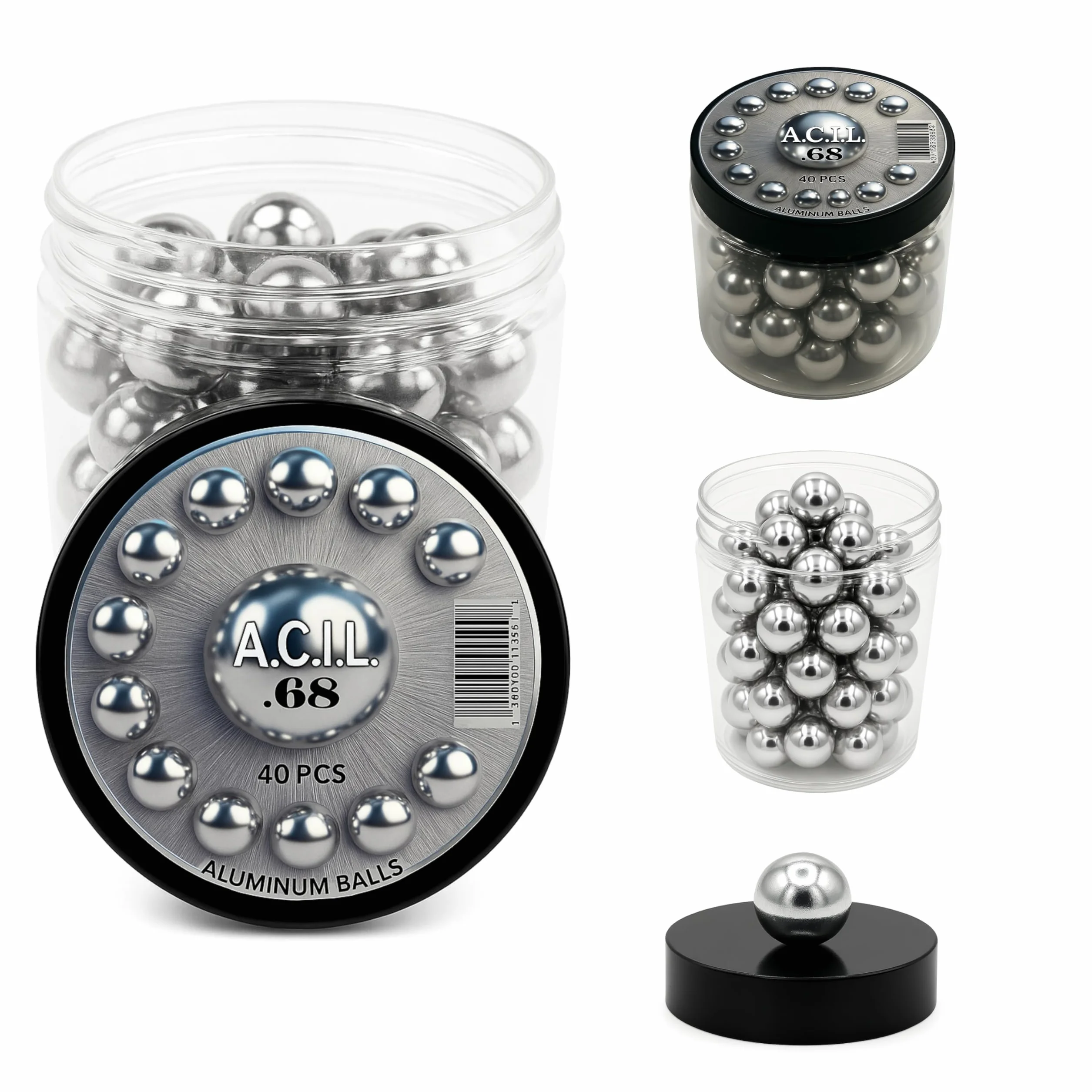 Aluminum Balls .68 Cal. Solid Reusable Paintballs Powerballs for Target Practice Training Defense Pistols (40 pcs)