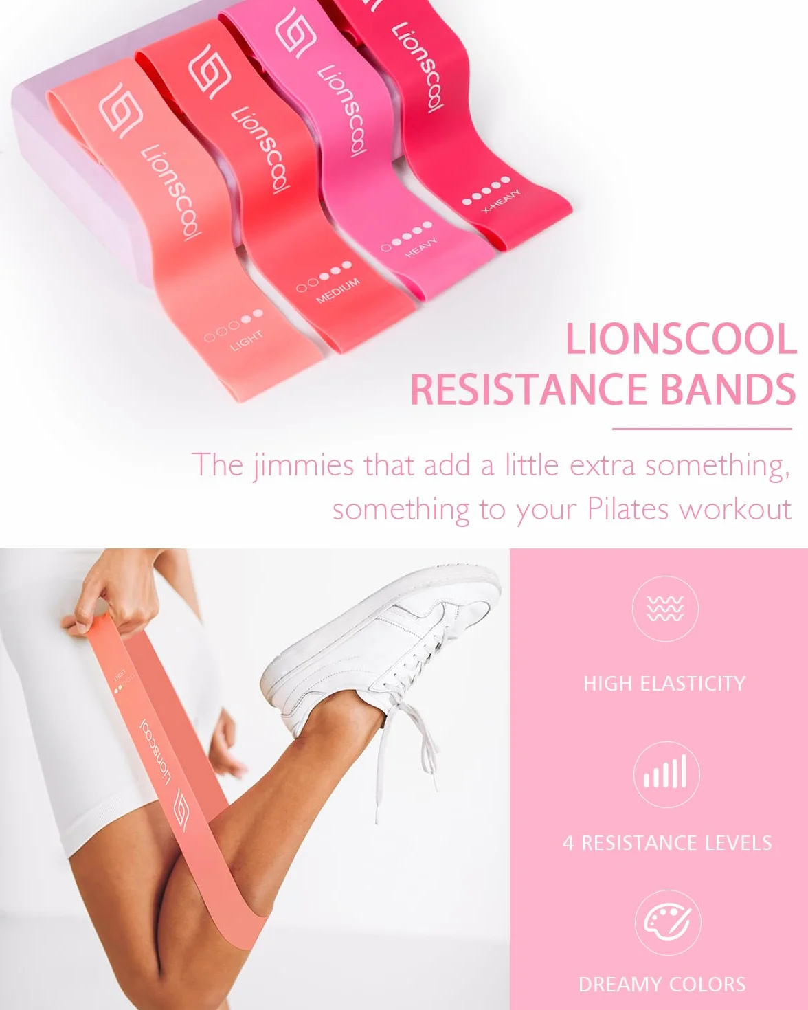 Ensemble Pilates LIONSCOOL Anneau 35,6 cm Anti-déformation Mini Balle Anti-éclatement Bandes de Résistance