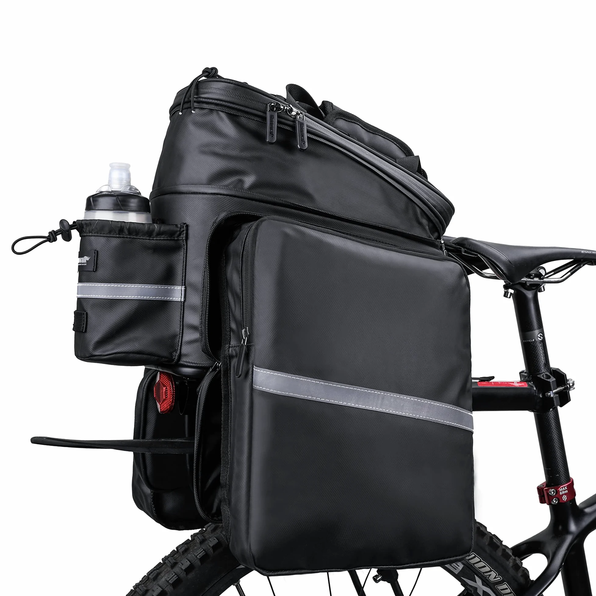 BAIGIO Sacoche Velo Porte Bagage Arriere Étanche 10-30L Grande Capacité Sacoche Vélo Arriere 3 en 1 avec Housse de Pluie pour Vélo/VTT