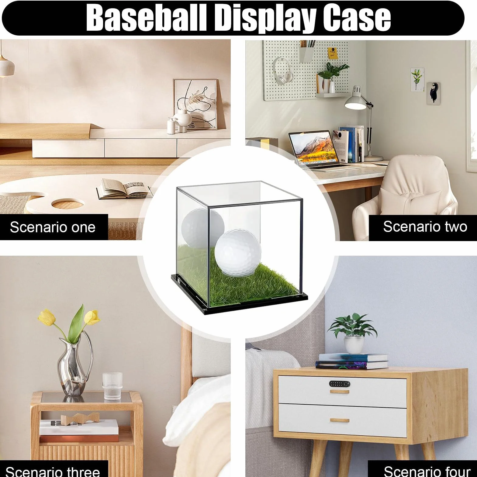 Support de balle de golf transparent, présentoir acrylique 2 pièces, boîte de rangement anti-poussière