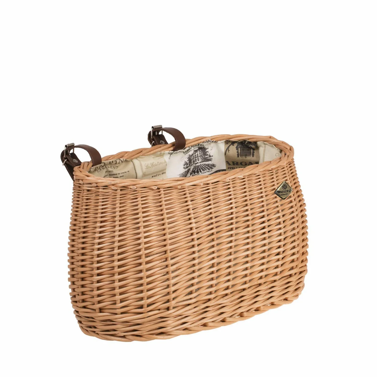 Panier,Basket,Panier de Guidon de vélo en Osier avec Deux Sangles en Cuir (Naturel)