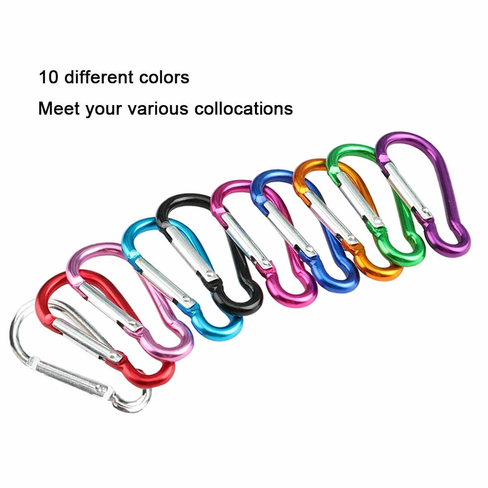 20 Pcs Aluminium Mousqueton Set 5cm, Mini Mousqueton Porte Clés, Verrouillage Automatique, pour Camping Randonnée Pêche