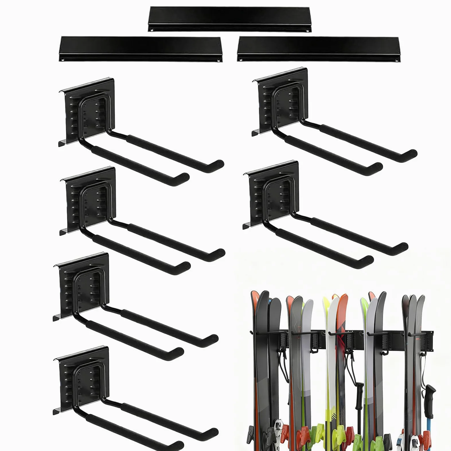 Porte-Ski Murale Garage - Support Antidérapant Pour Skateboard | Et Équipement,Rack Ski Snowboard pour Intérieur Extérieur Cave - Pour Accessoires Sportifs Intérieur Extérieur Abri Jardin